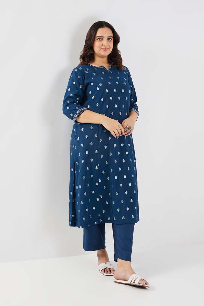 Printed-Chanderi-Round-Neck-Women-s-Kurta