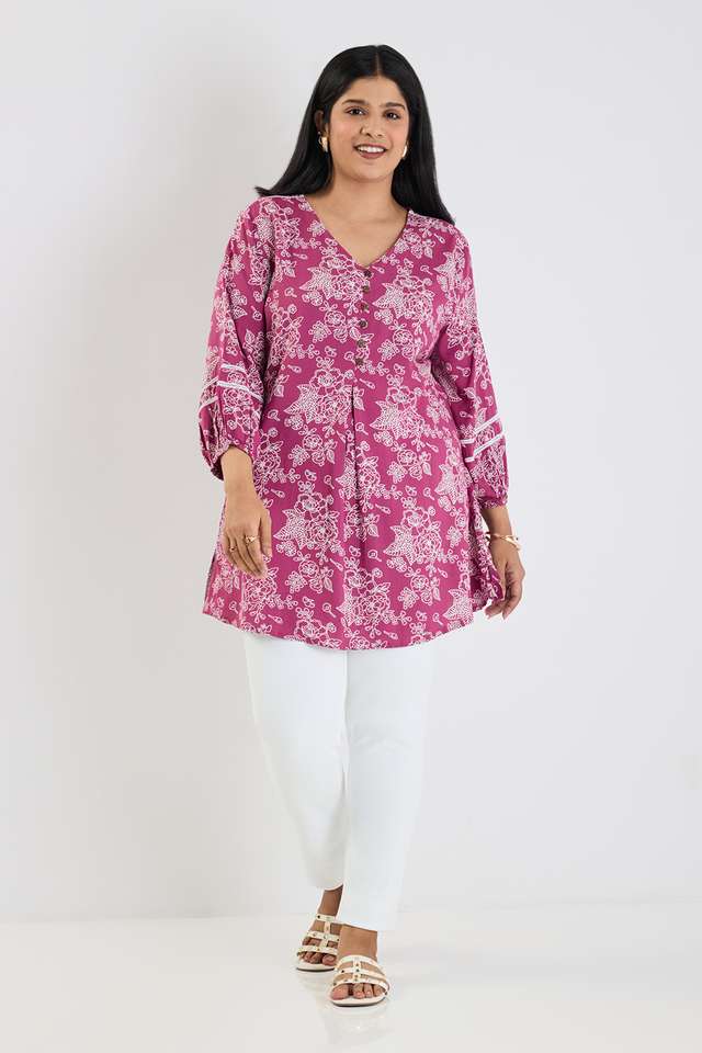 Printed-Cotton-V-Neck-Women-s-Tunic