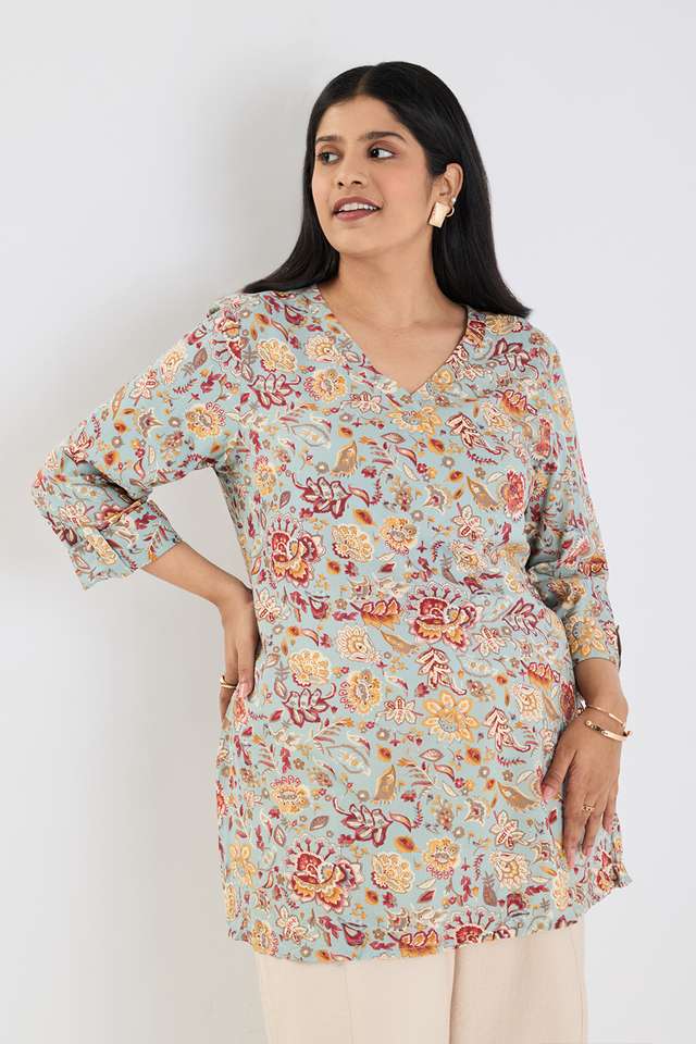 Printed-Cotton-V-Neck-Women-s-Tunic
