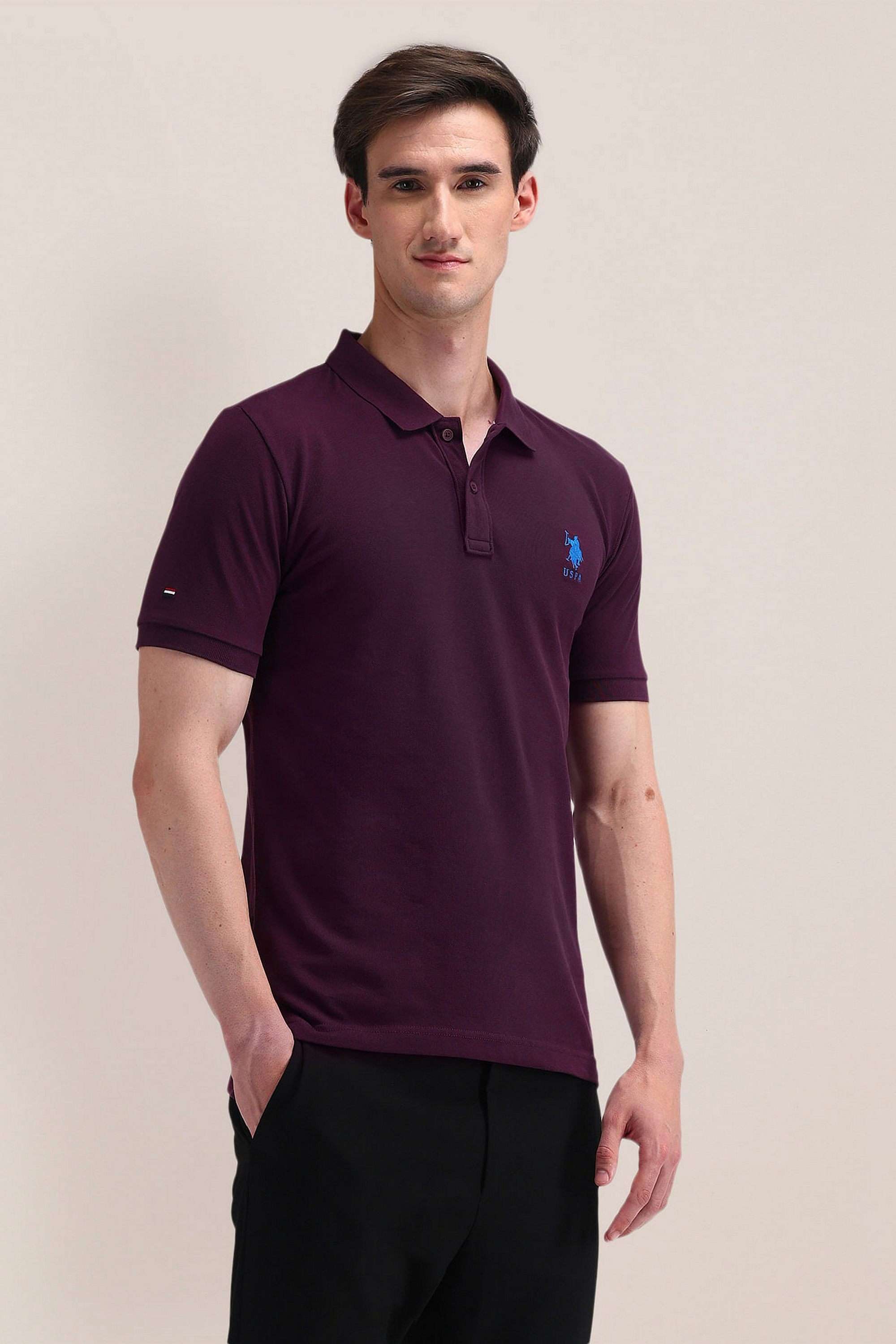 Solid-Cotton-Slim-Fit-Men-Polo-T-Shirt