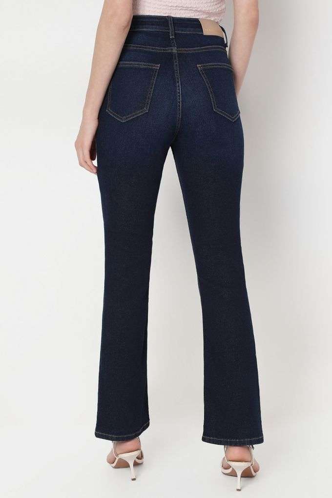 Solid-Cotton-Blend-Bootcut-Fit-Women-s-Jeans