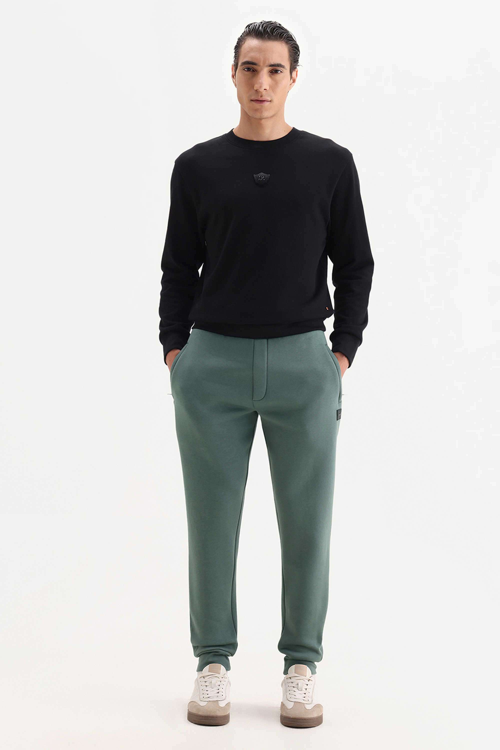 Solid-Cotton-Blend-Regular-Fit-Men-s-Track-Pants