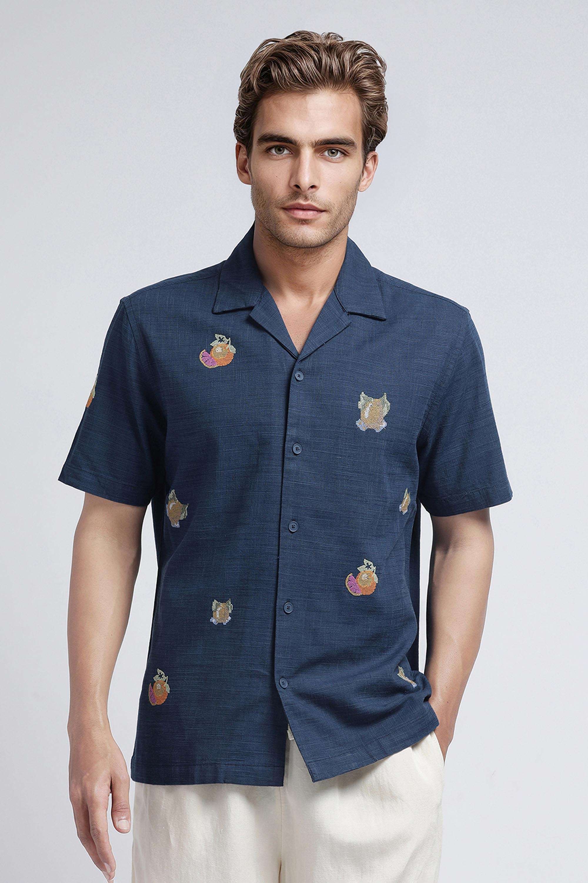 Solid-Cotton-Regular-Fit-Men-s-Casual-Shirt