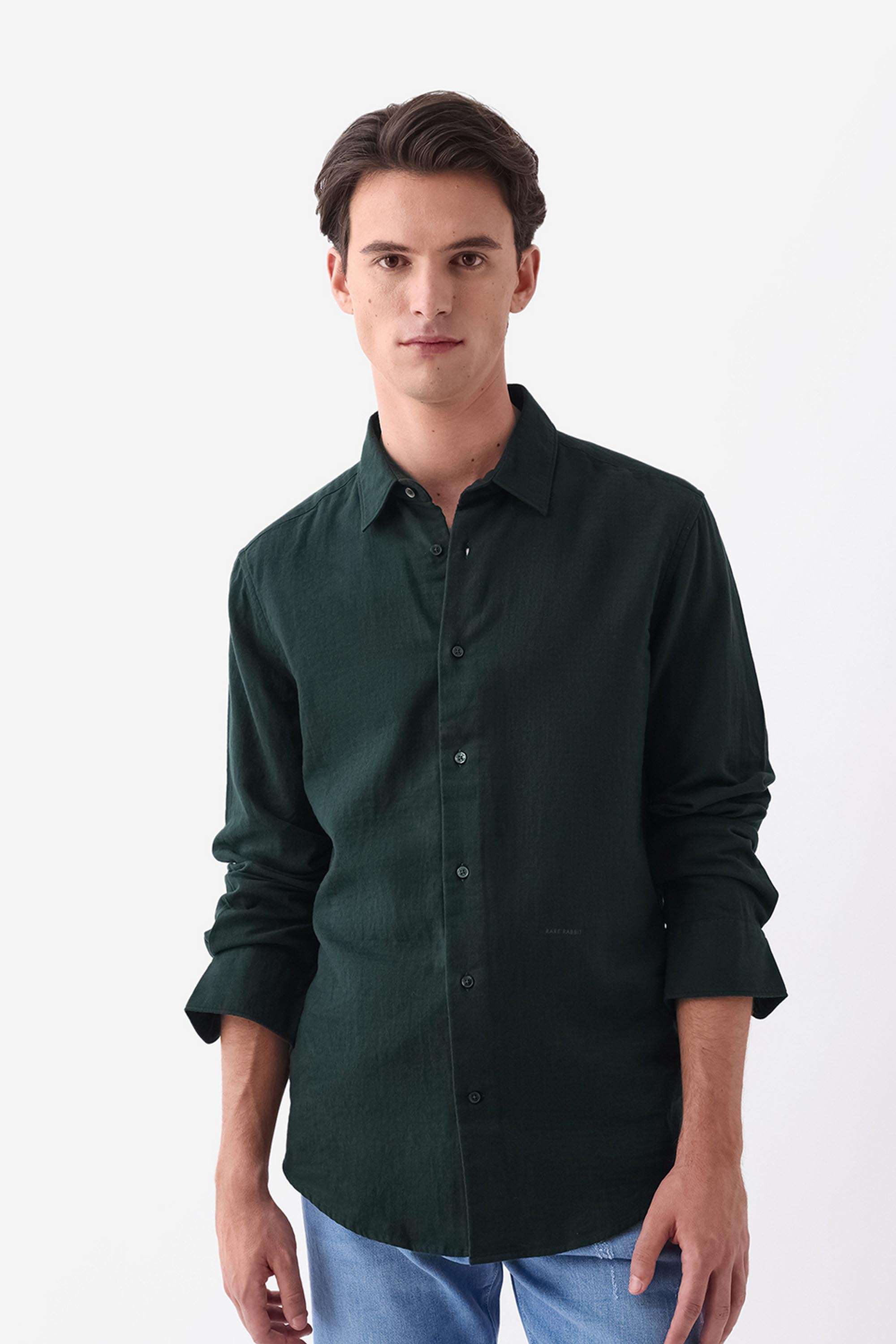 Solid-Cotton-Regular-Fit-Men-s-Casual-Shirt