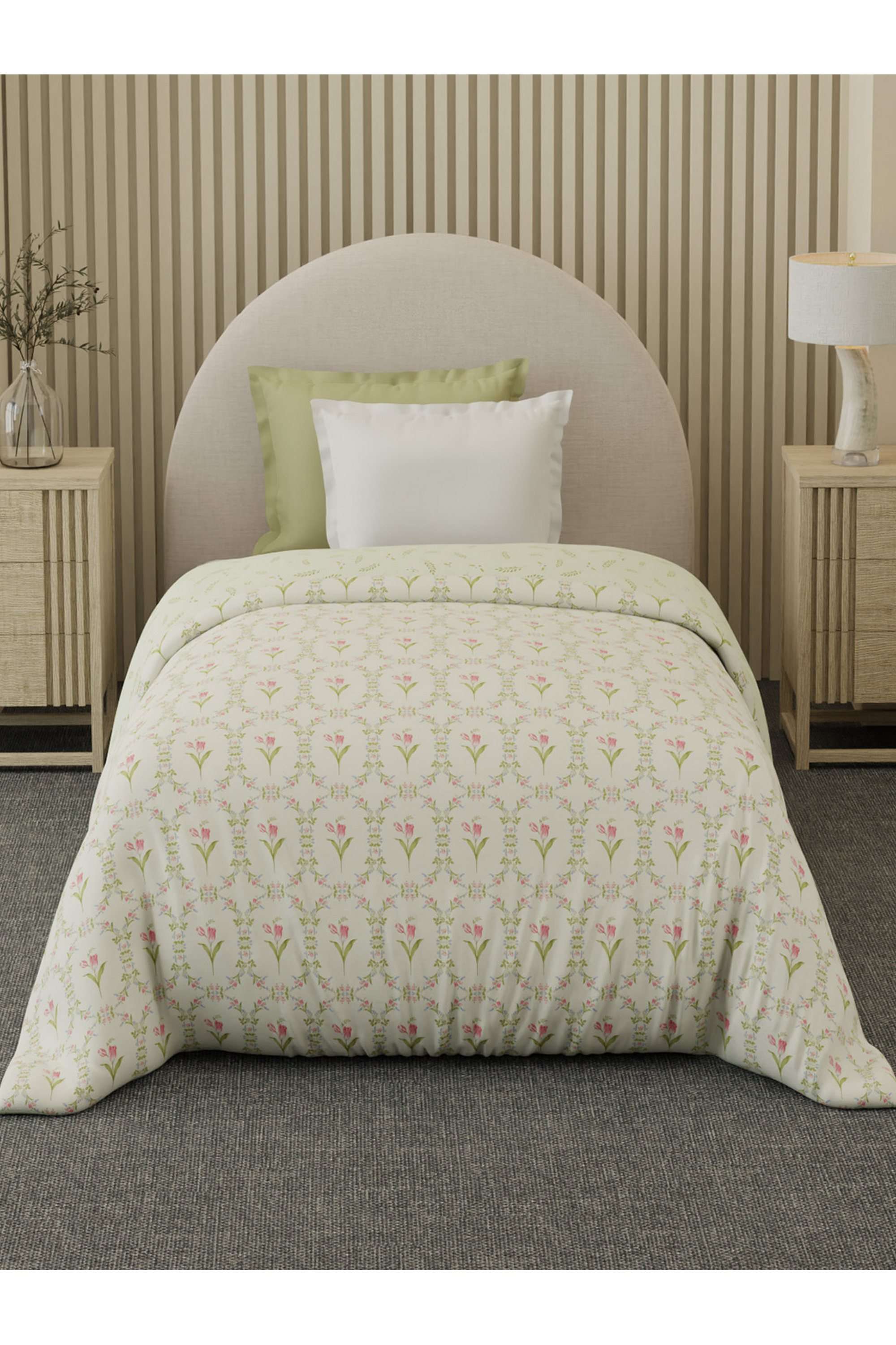 Cottage-Garden-100--Cotton-300-TC-Green-&-Pink-Floral-Single-Size-Reversible-Comforter---Pack-of-1