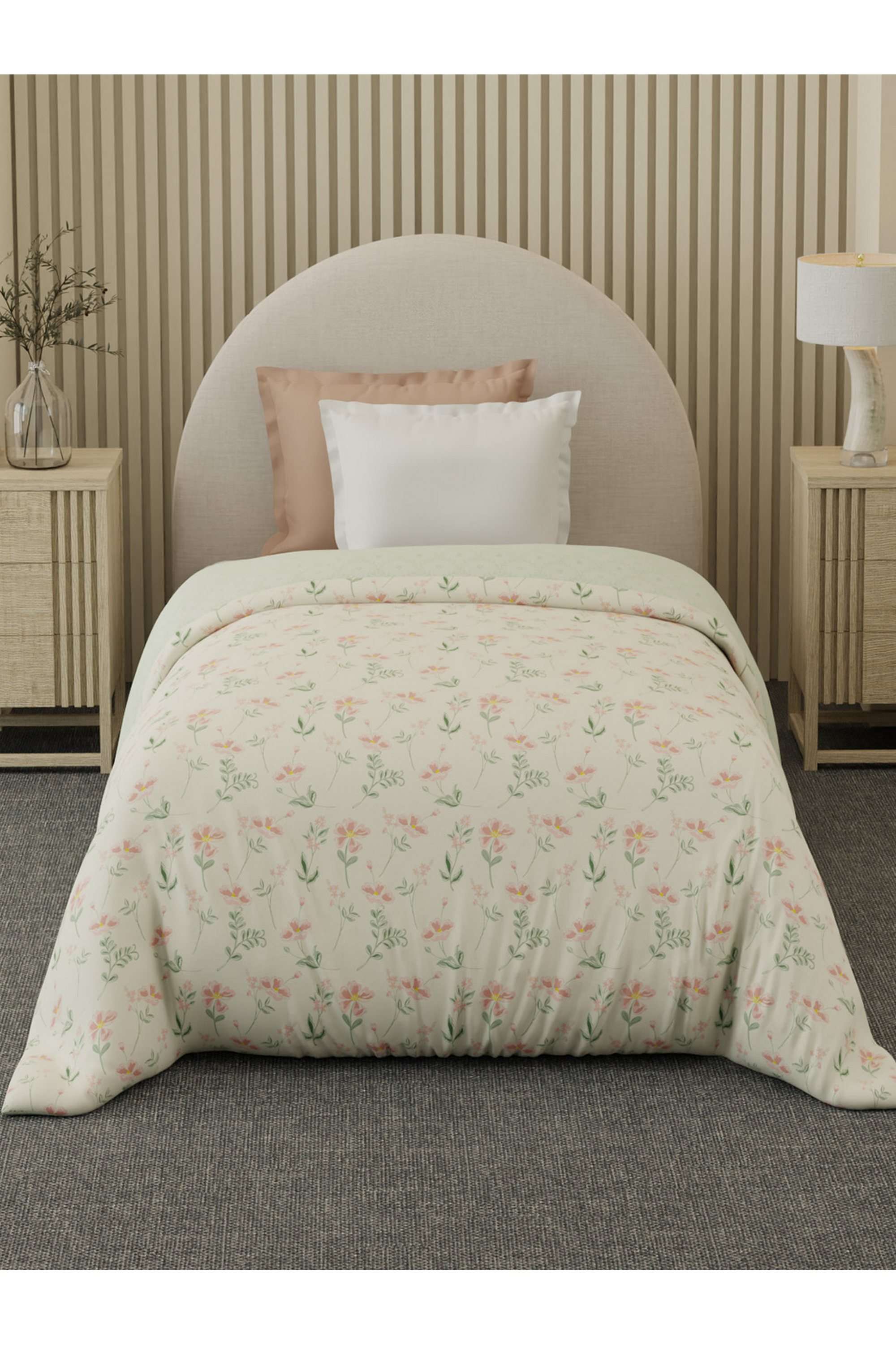 Cottage-Garden-100--Cotton-300-TC-Pink-&-Green-Floral-Single-Size-Reversible-Comforter---Pack-of-1