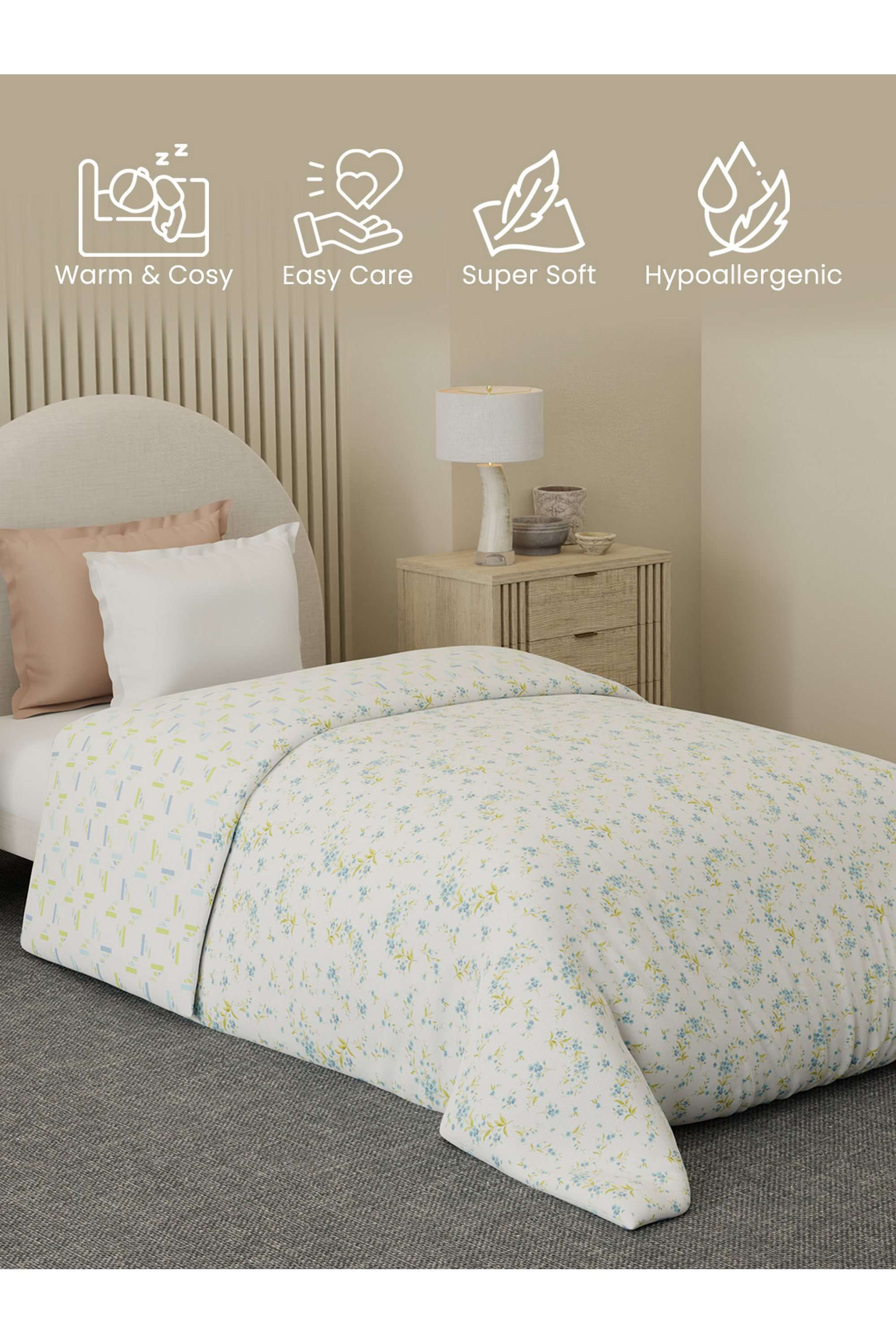 Cottage-Garden-100--Cotton-300-TC-Blue-&-Green-Floral-Single-Size-Reversible-Comforter---Pack-of-1