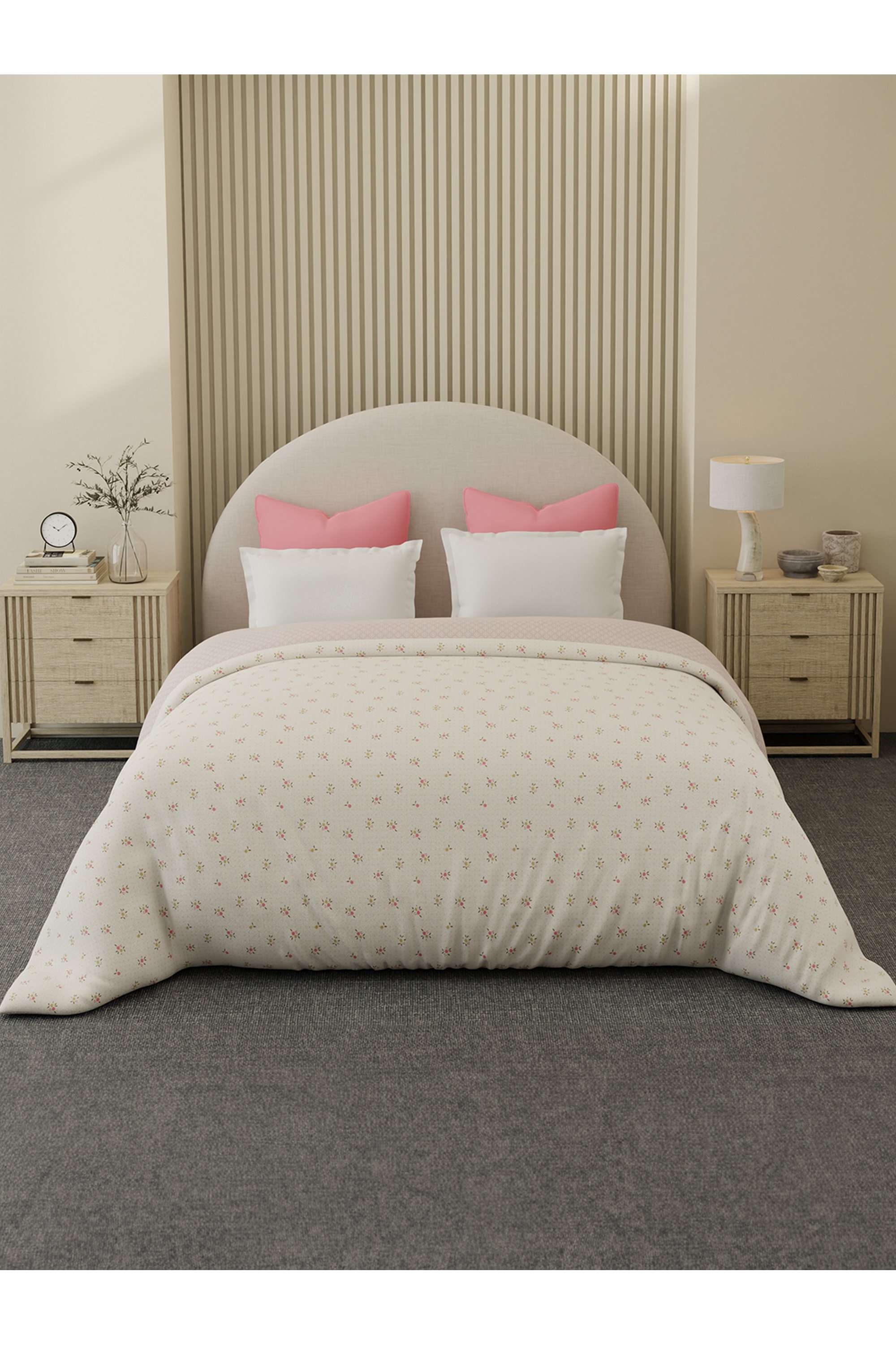 Cottage-Garden-100--Cotton-300-TC-Pink-Floral-Reversible-Double-Size-Comforter---Pack-of-1