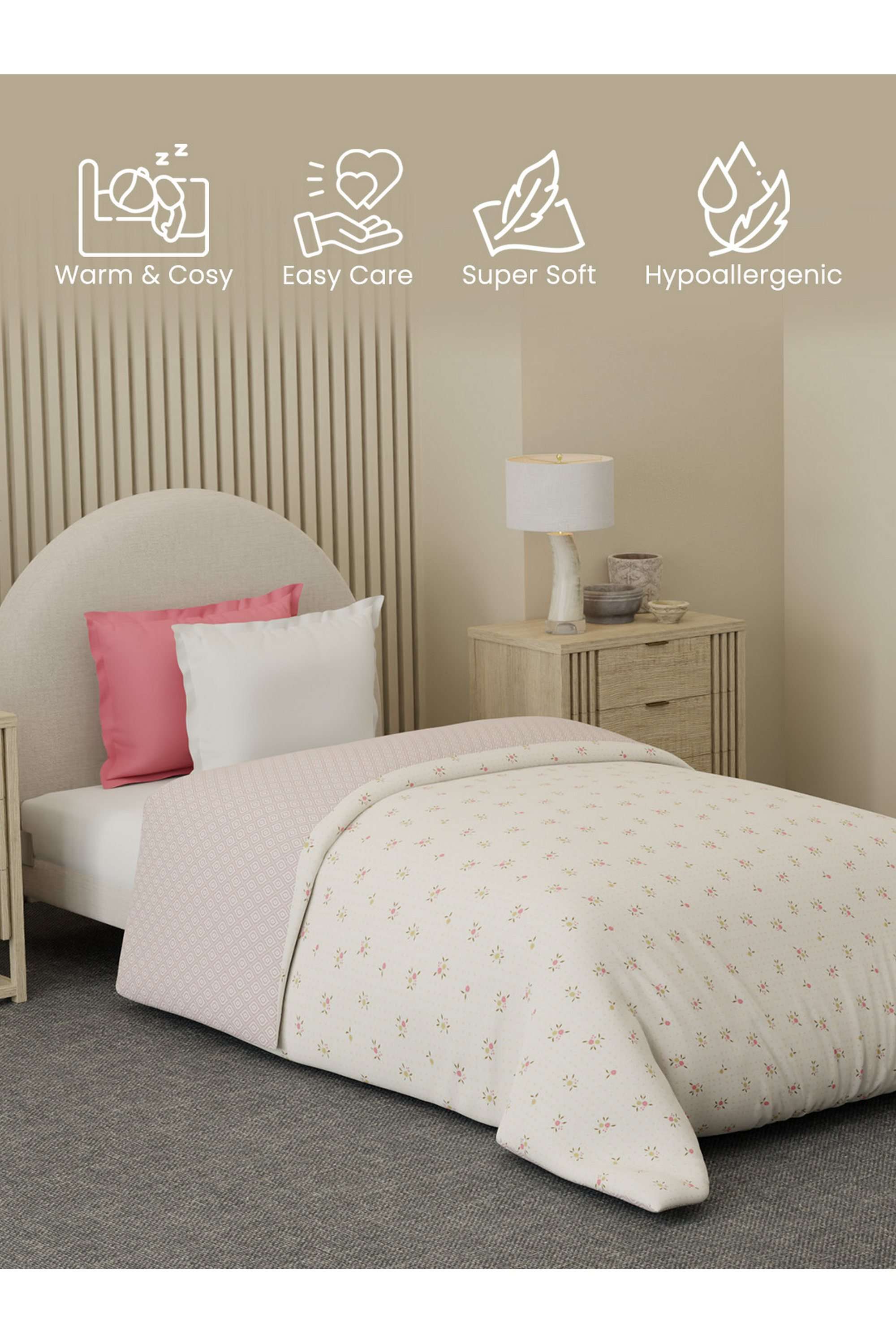 Cottage-Garden-100--Cotton-300-TC-Pink-Floral-Single-Size-Reversible-Comforter---Pack-of-1