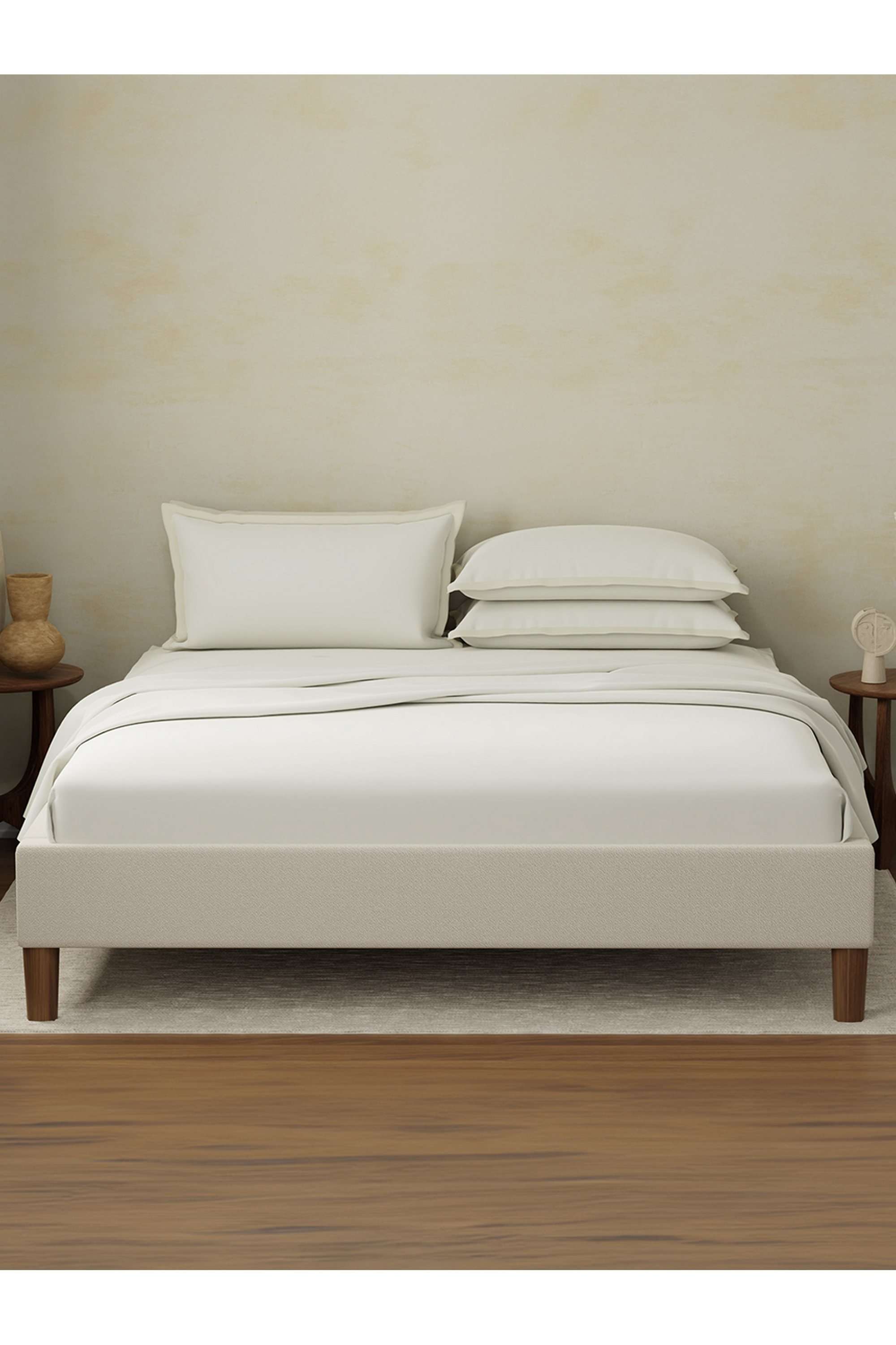 Cotton-Charm-400-TC-100--Cotton-White-King-Size-Dyed-Bedsheet-with-4-Pillow-Covers