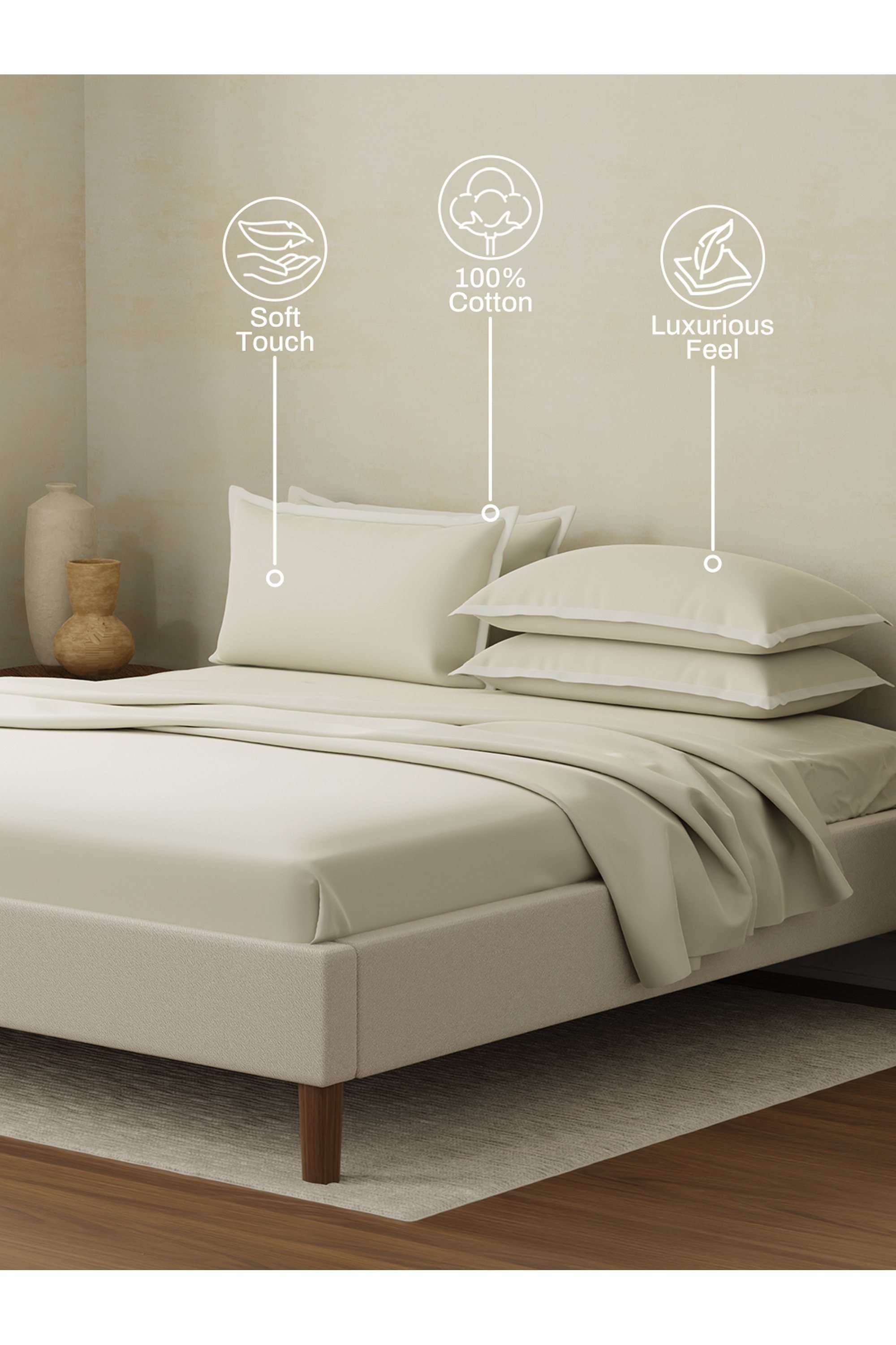Cotton-Charm-400-TC-100--Cotton-Grey-King-Size-Dyed-Bedsheet-with-4-Pillow-Covers