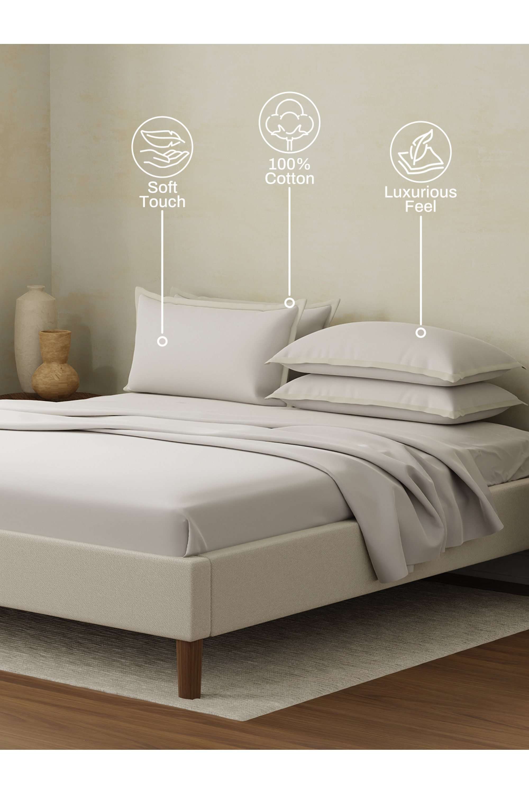 Cotton-Charm-400-TC-100--Cotton-Grey-King-Size-Dyed-Bedsheet-with-4-Pillow-Covers