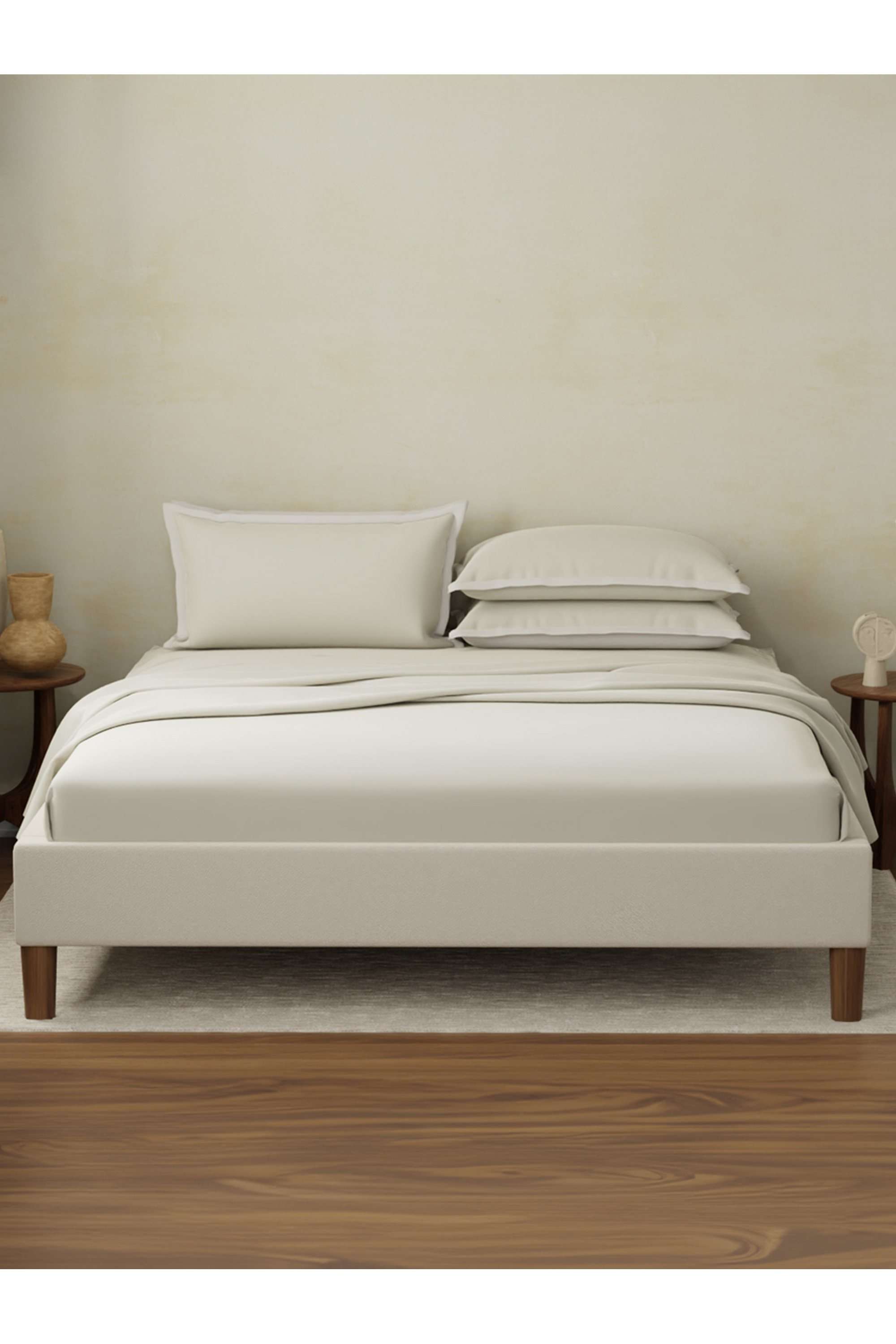 Cotton-Charm-400-TC-100--Cotton-Cream-King-Size-Dyed-Bedsheet-with-4-Pillow-Covers