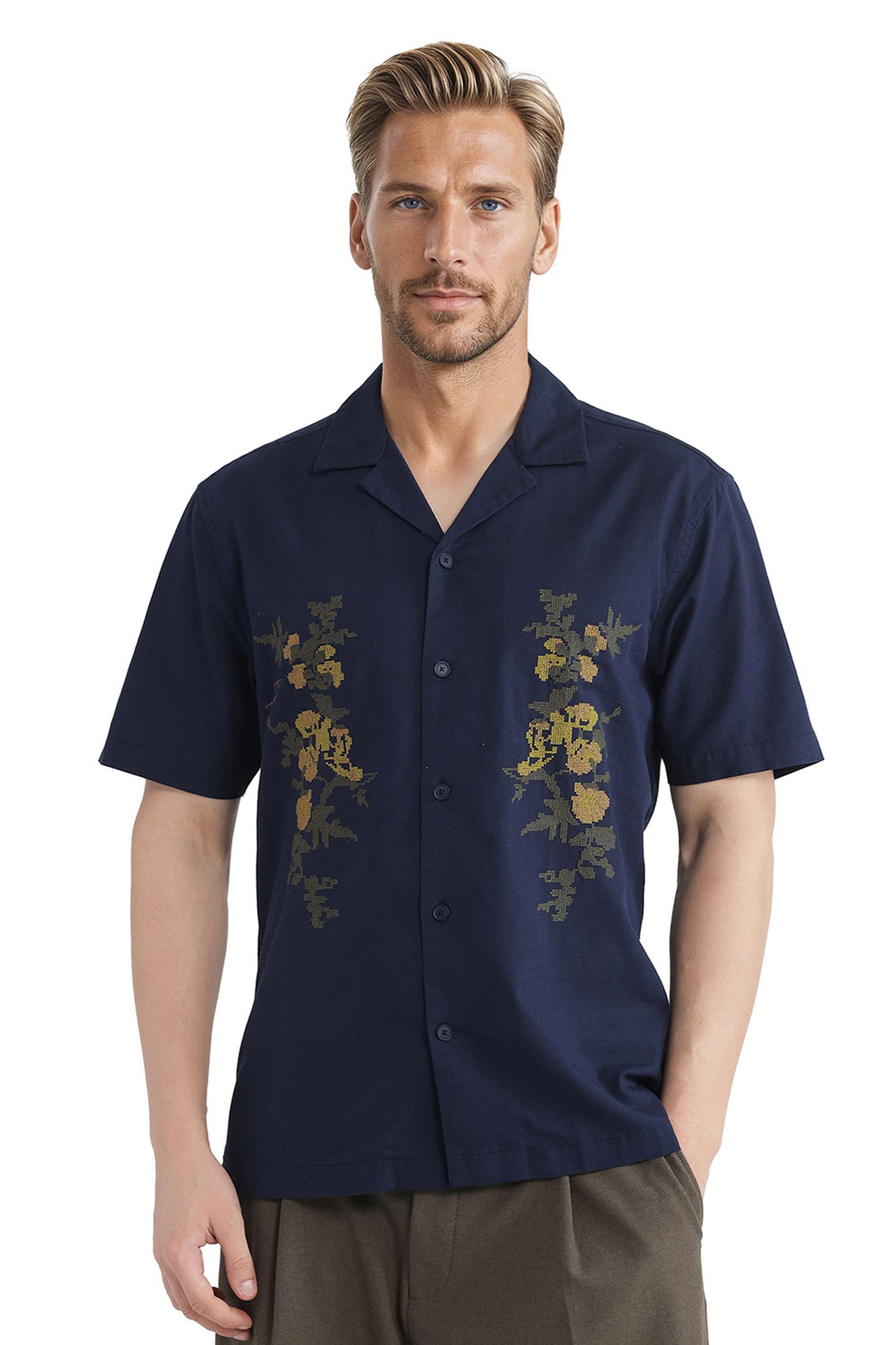 Solid-Cotton-Regular-Fit-Men-s-Casual-Shirt