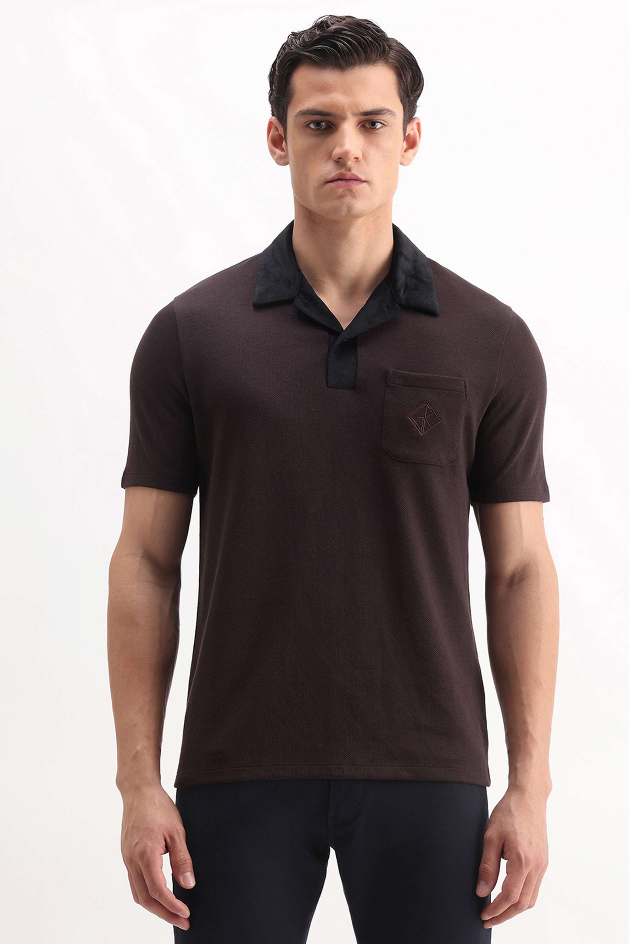 Solid-Polyester-Round-Neck-Men-s-T-Shirt