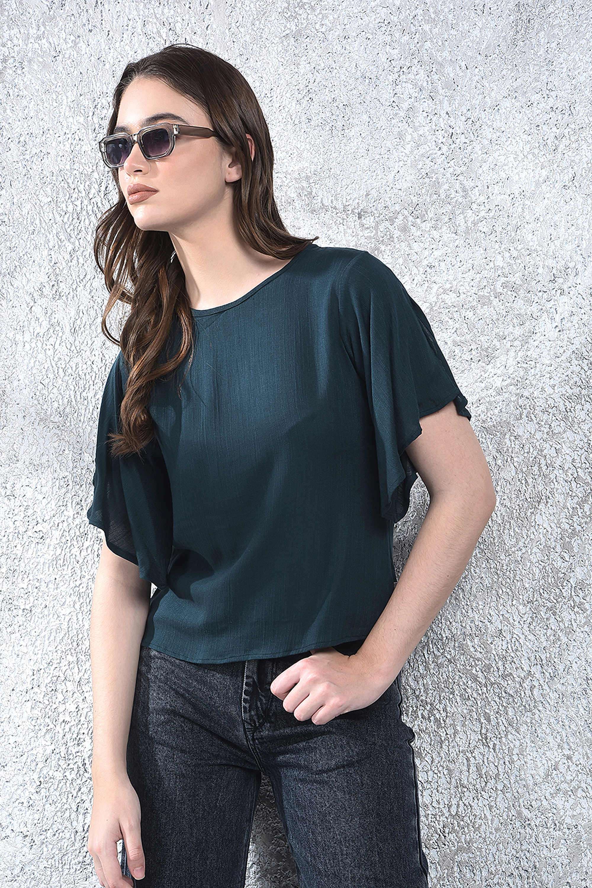 crimsoune club Solid Blended Fabric Round Neck Women Top-picture-34