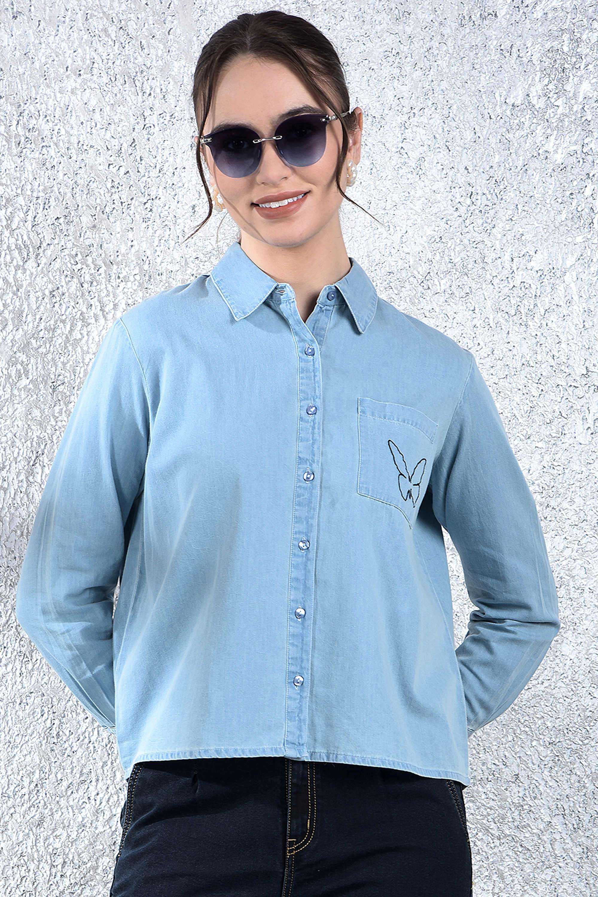 crimsoune club Embroidered Collared Cotton Women Casual Wear Shirt-picture-16