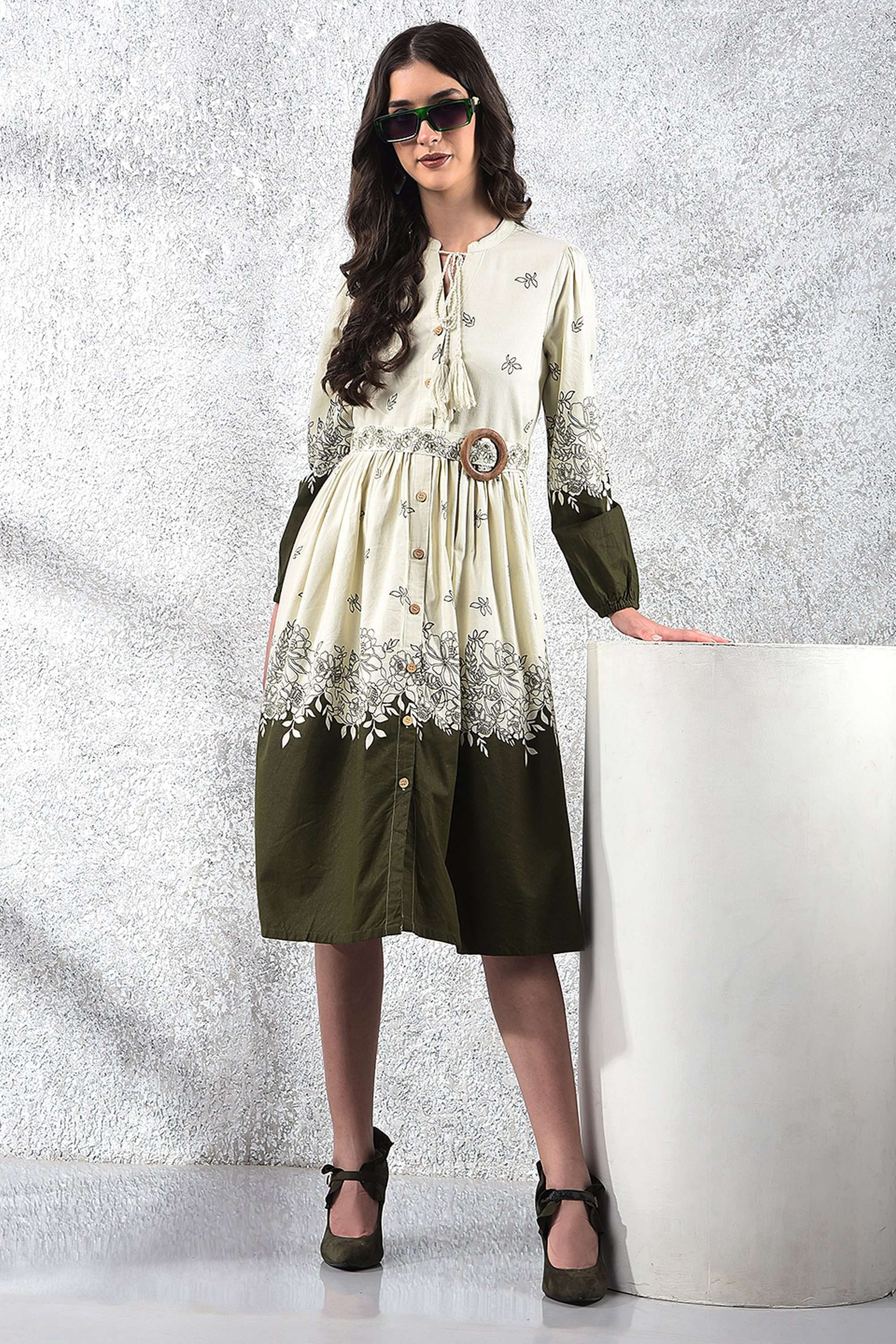 crimsoune club Printed Blended Fabric V-Neck Women's Dress-picture-38
