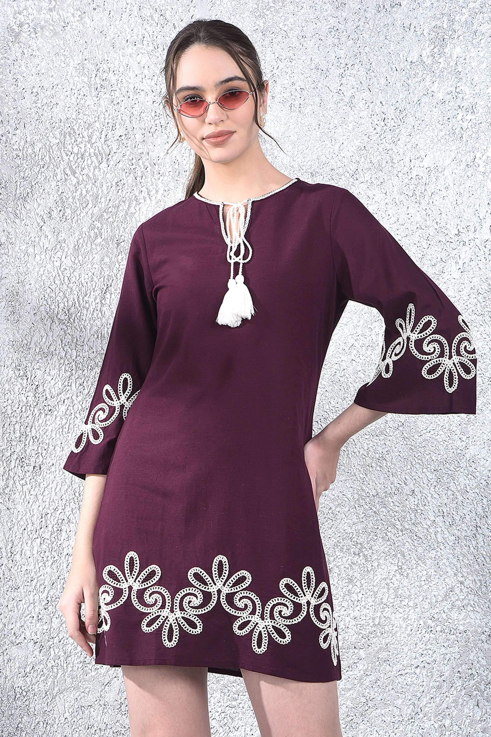 crimsoune club Embroidered Blended Fabric Women Dress-picture-16