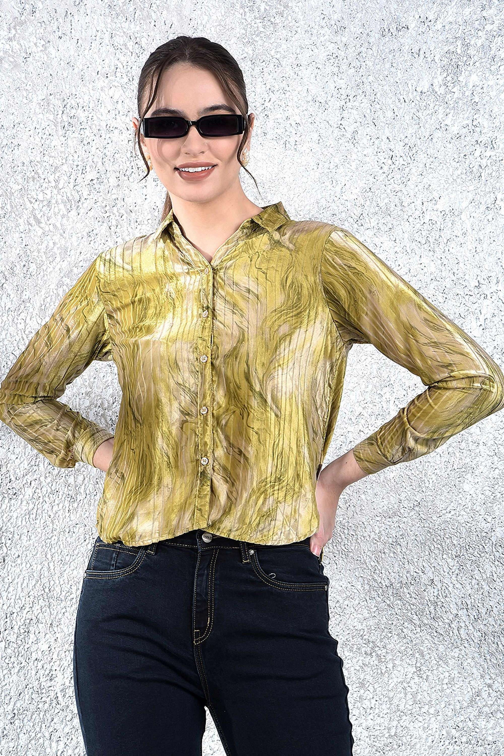 crimsoune club Printed Collared Polyester Women Casual Wear Shirt-picture-30