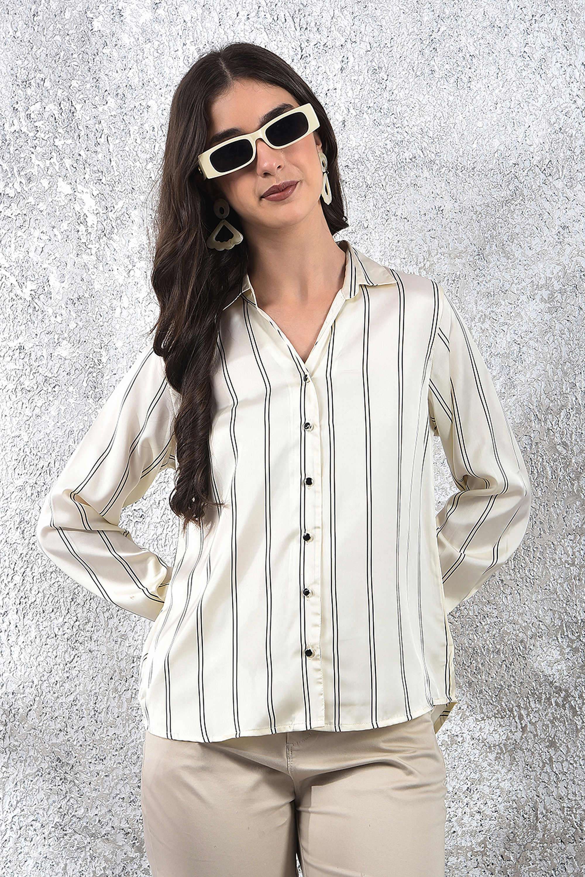 crimsoune club Stripes Polyester Collared Women's Shirt-picture-39