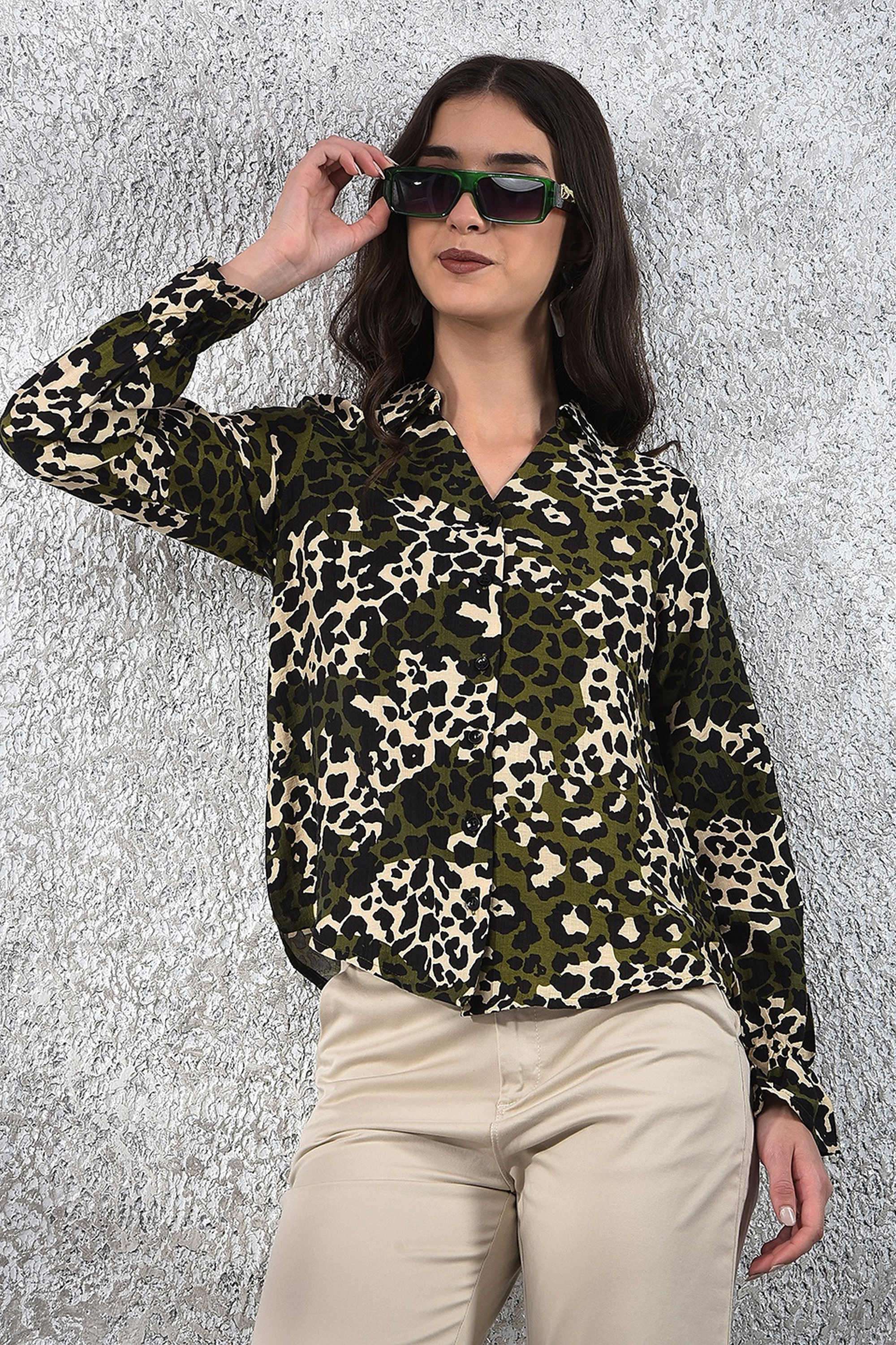 crimsoune club Printed Collared Blended Fabric Women Casual Wear Shirt-picture-22