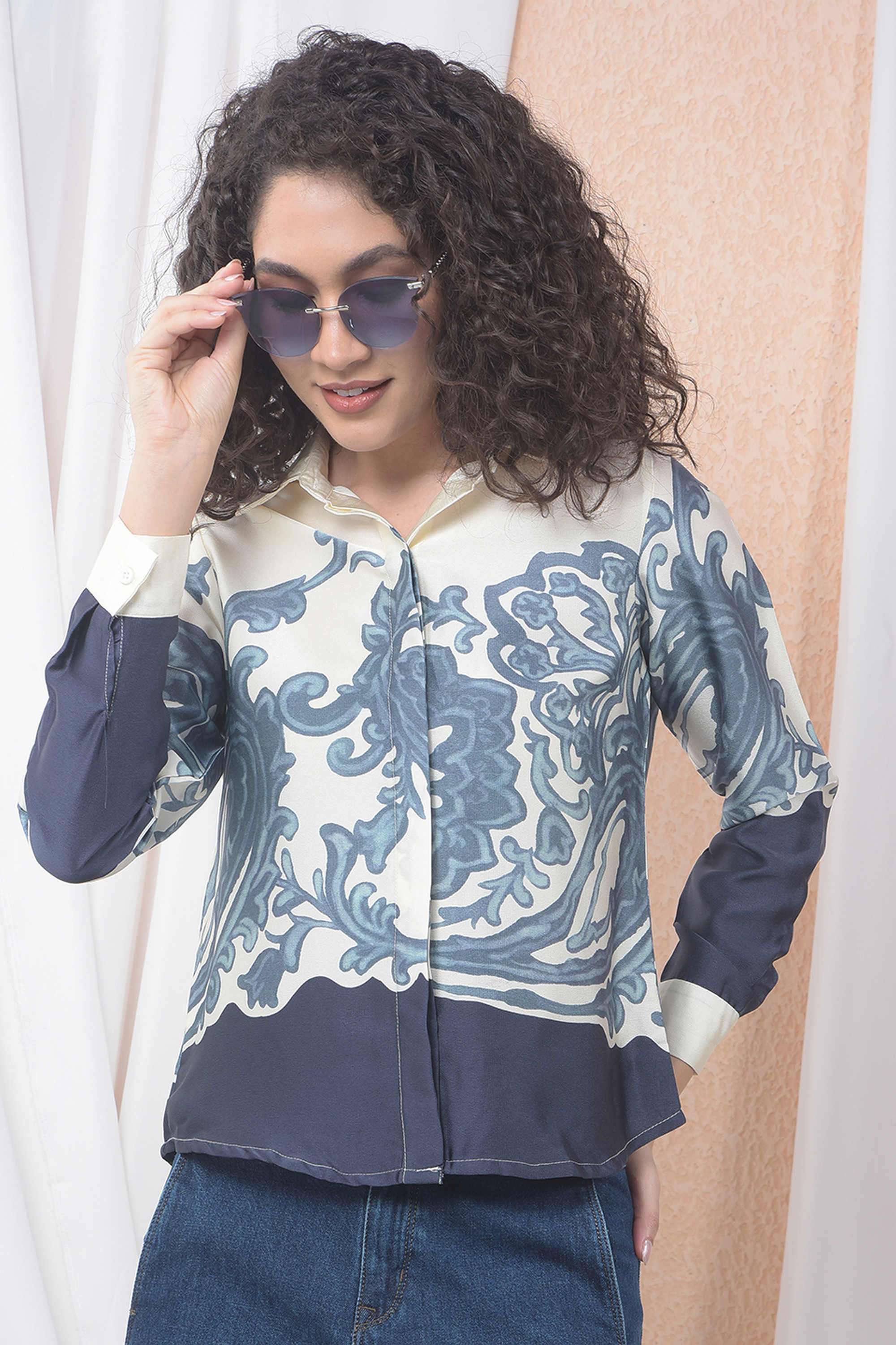 crimsoune club Printed Collared Polyester Women Casual Wear Shirt-picture-24