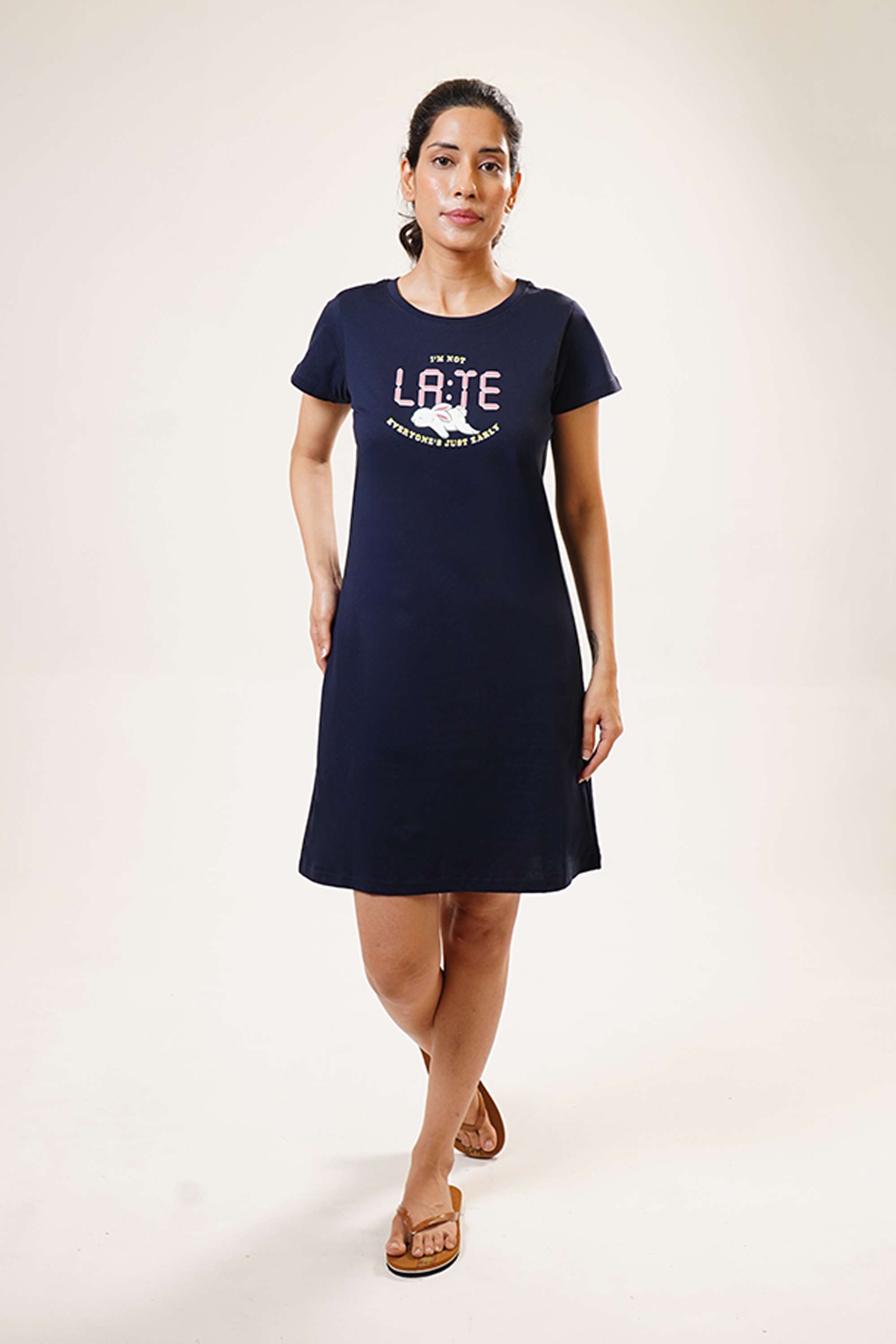 Chest-Print-Round-Neck-Women-s-Night-Dress