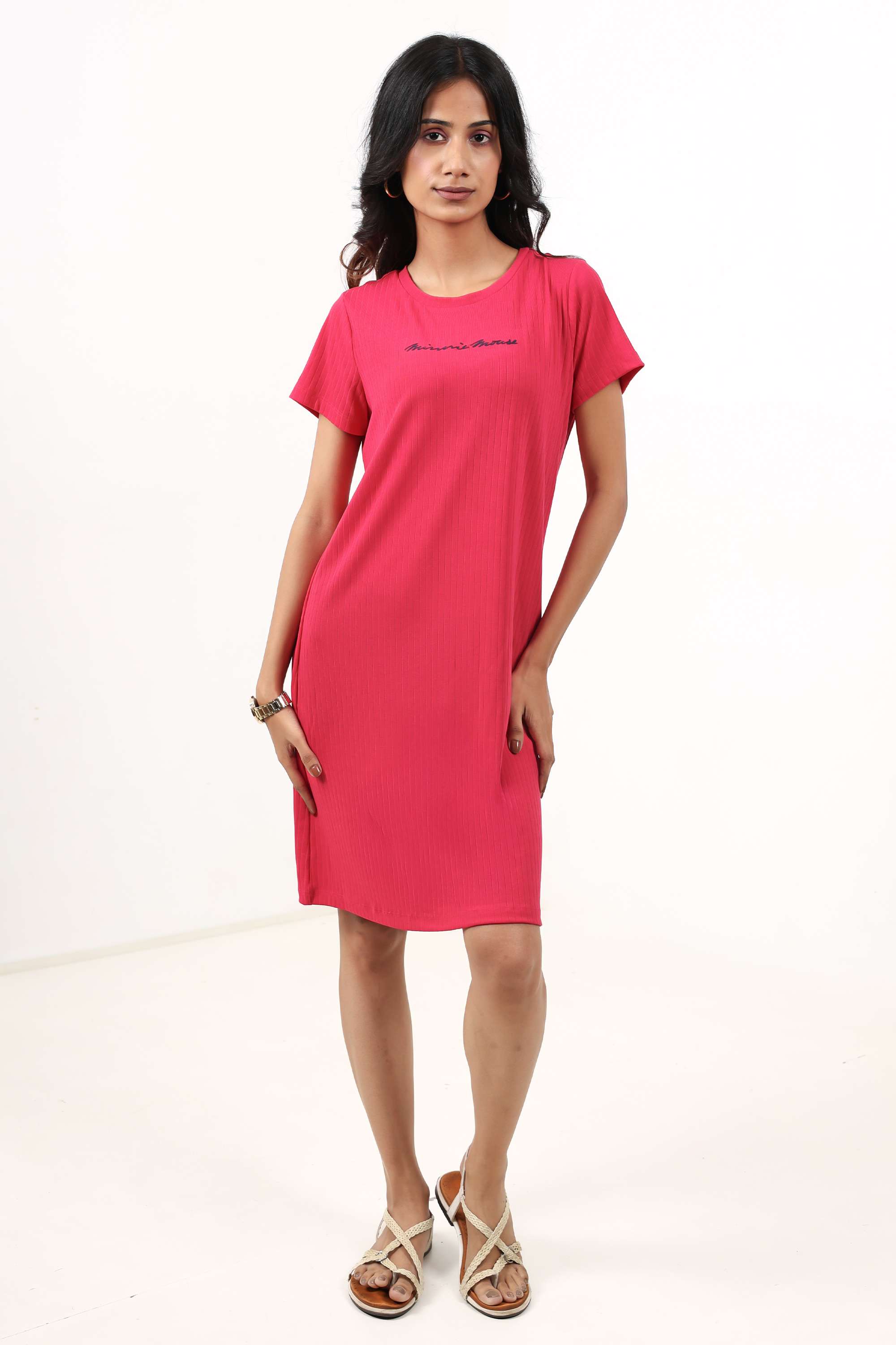 Half-Sleeves-Regular-Fit-Blended-Fabric-Women-s-Night-Dress