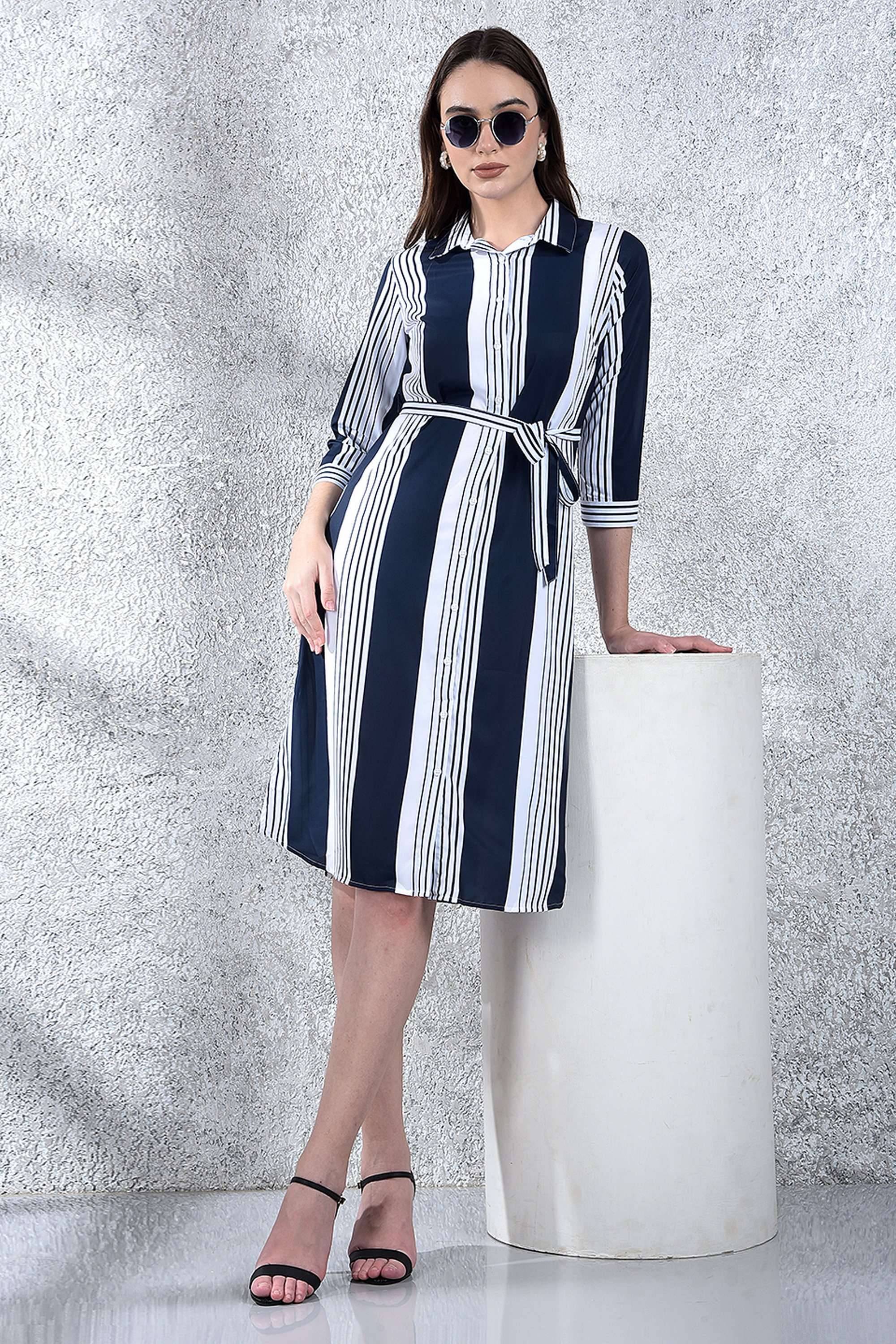 crimsoune club Stripes Polyester Women Dress-picture-19
