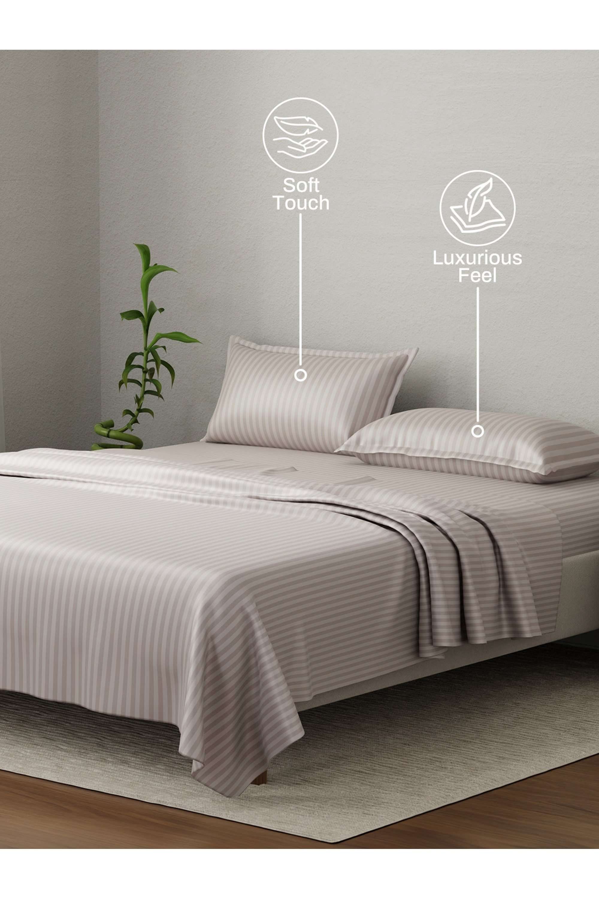 Elegant-100--Cotton-210-TC-Dawn-Pink-Stripes-King-Bedsheet-Set