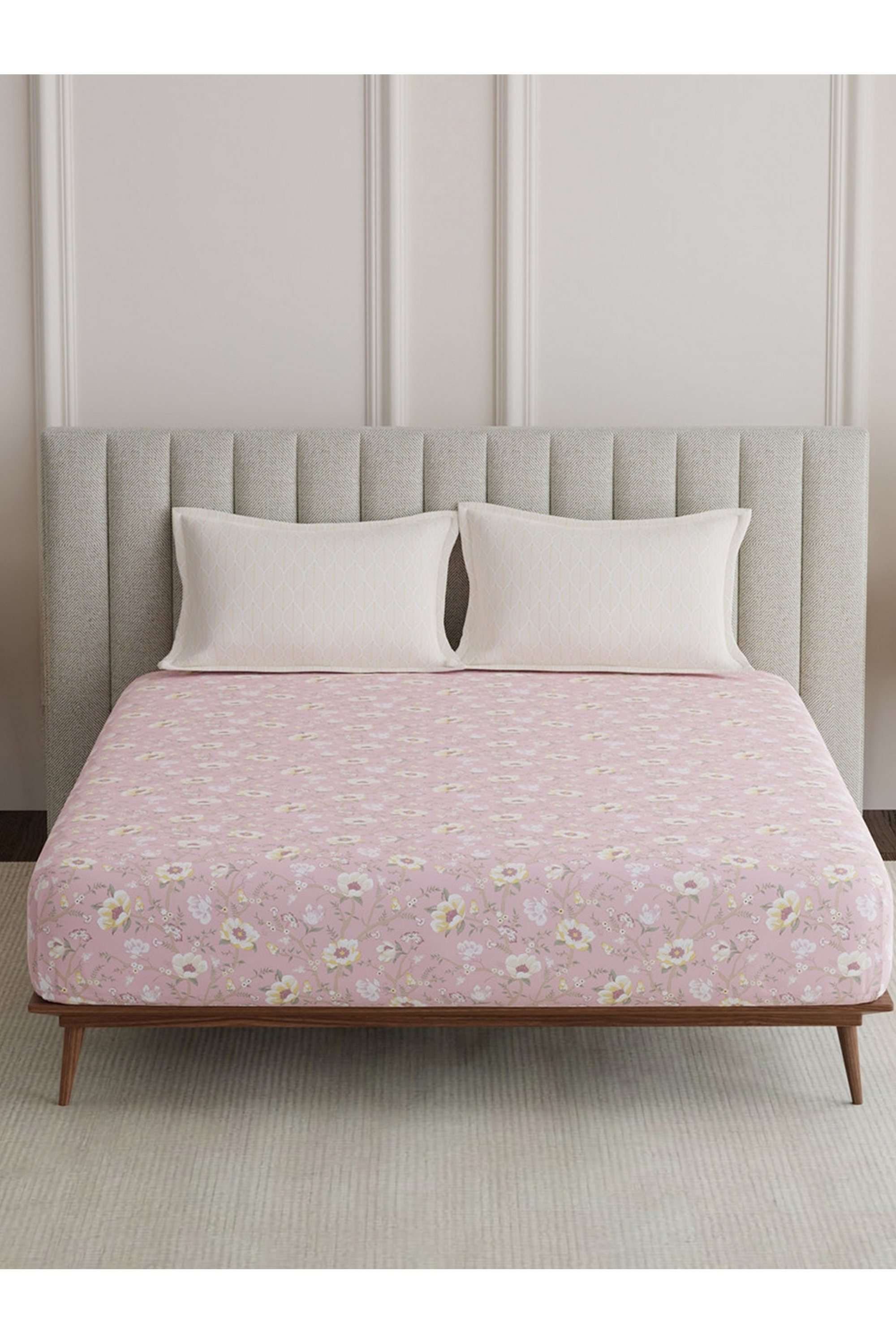 Embrace-100--Cotton-152-TC-Pink-Floral-Fitted-Sheet-with-2-Pillow-Covers