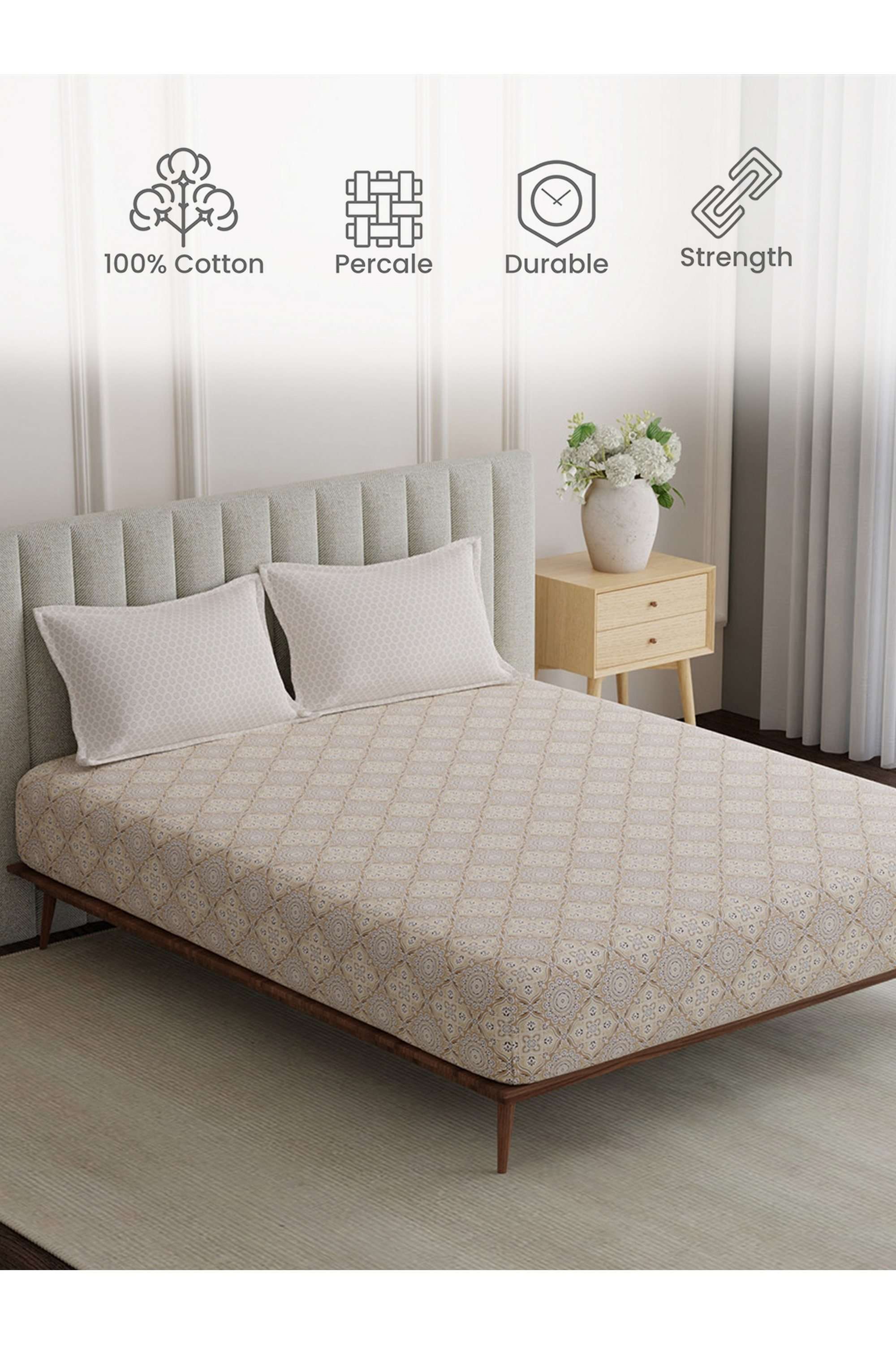 Embrace-100--Cotton-152-TC-Brown-Ethnic-Print-King-Bedsheet-Set