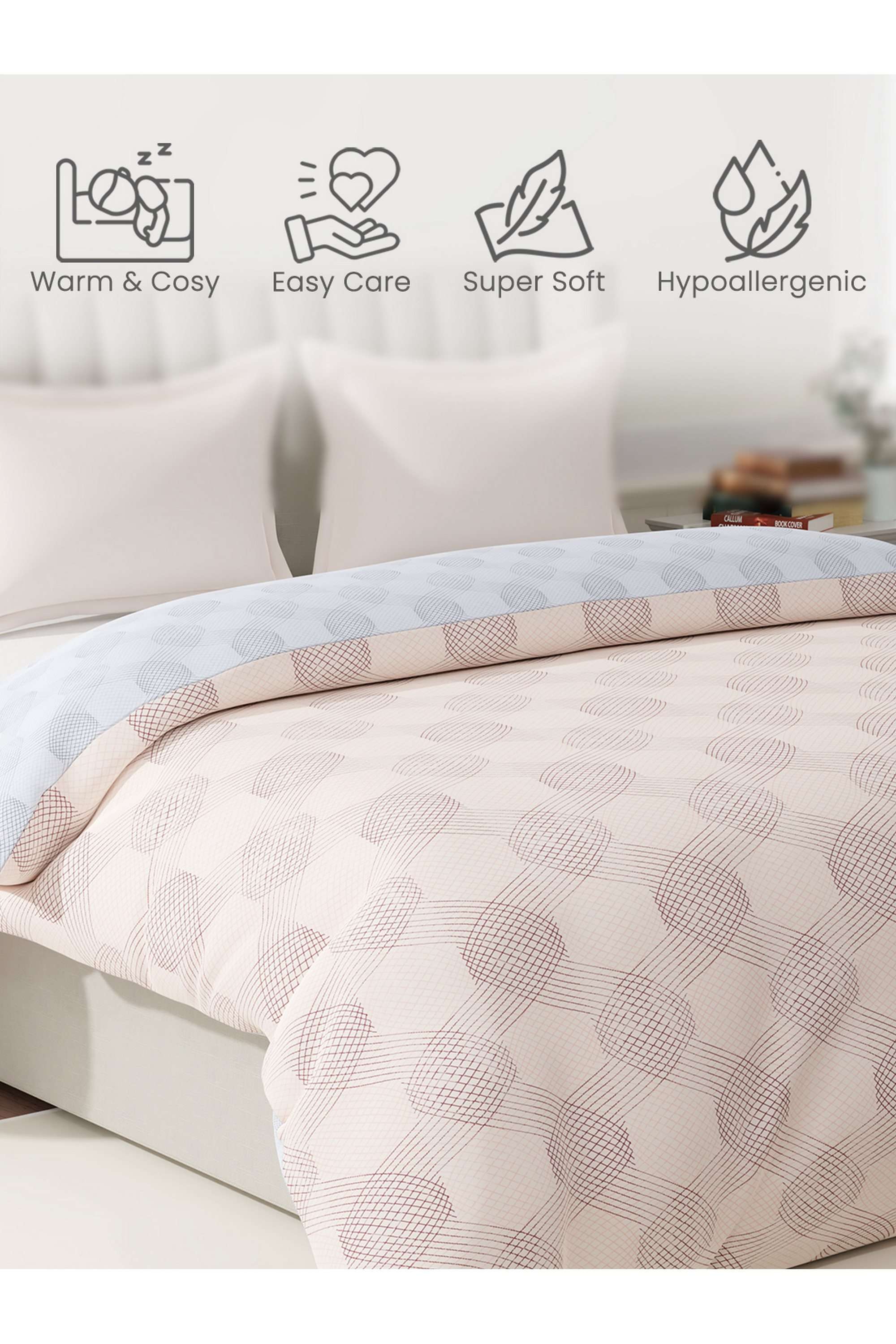 Embrace-100--Cotton-152-TC-Cream-&-Blue-Geometrical-Reversible-Double-Comforter