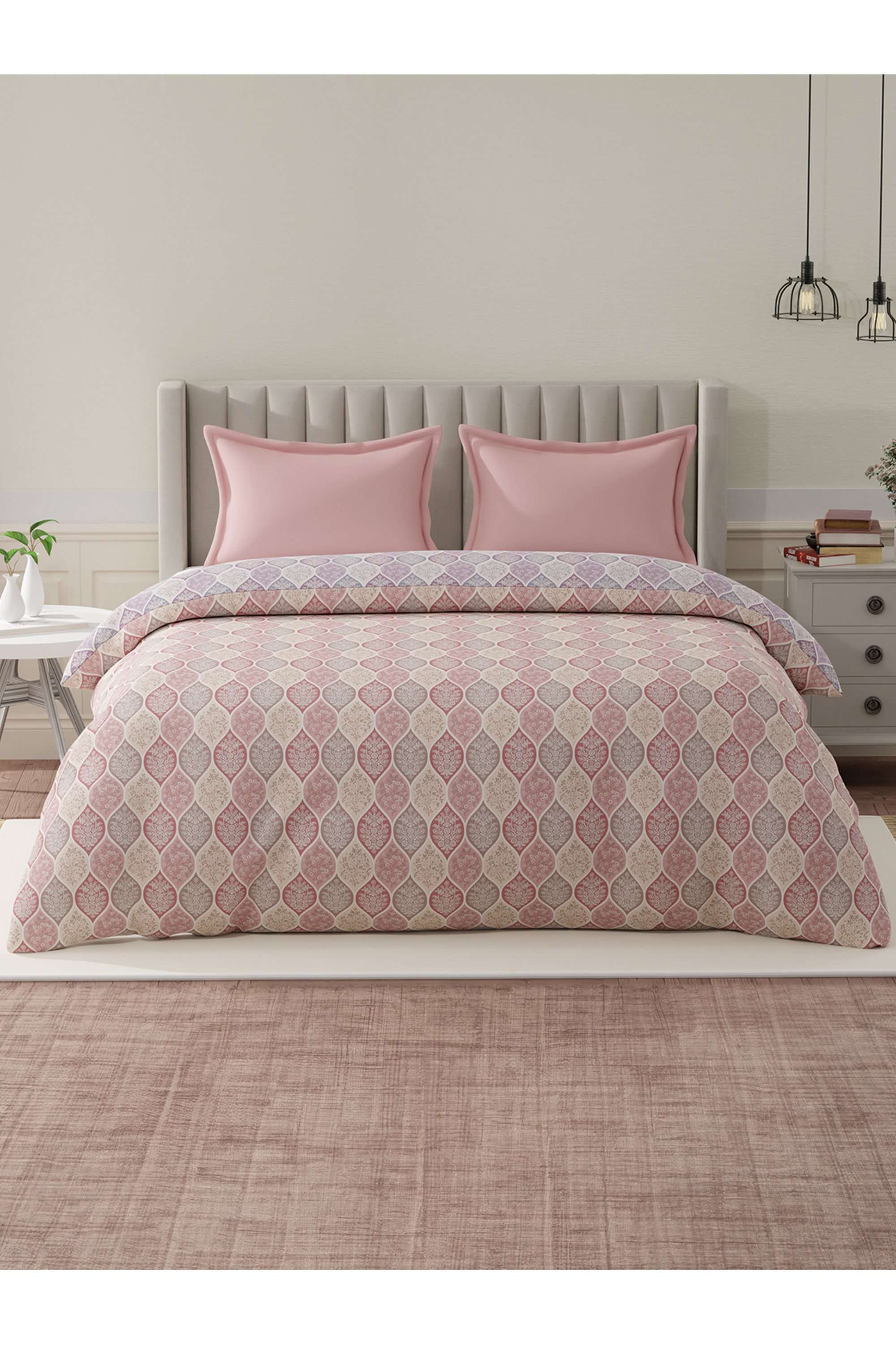Embrace-100--Cotton-152-TC-Pink-&-Purple-Floral-Reversible-Double-Comforter