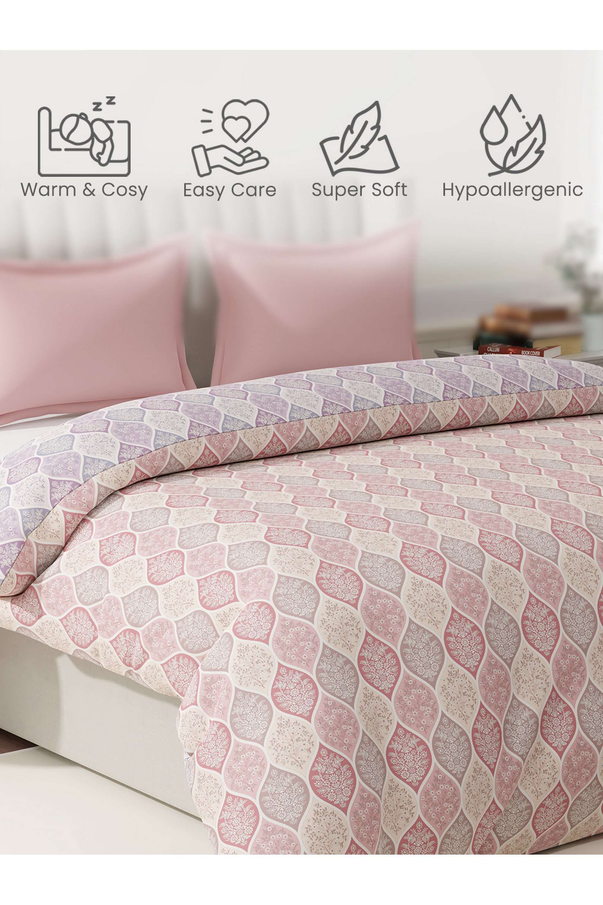 Embrace-100--Cotton-152-TC-Pink-&-Purple-Floral-Reversible-Double-Comforter