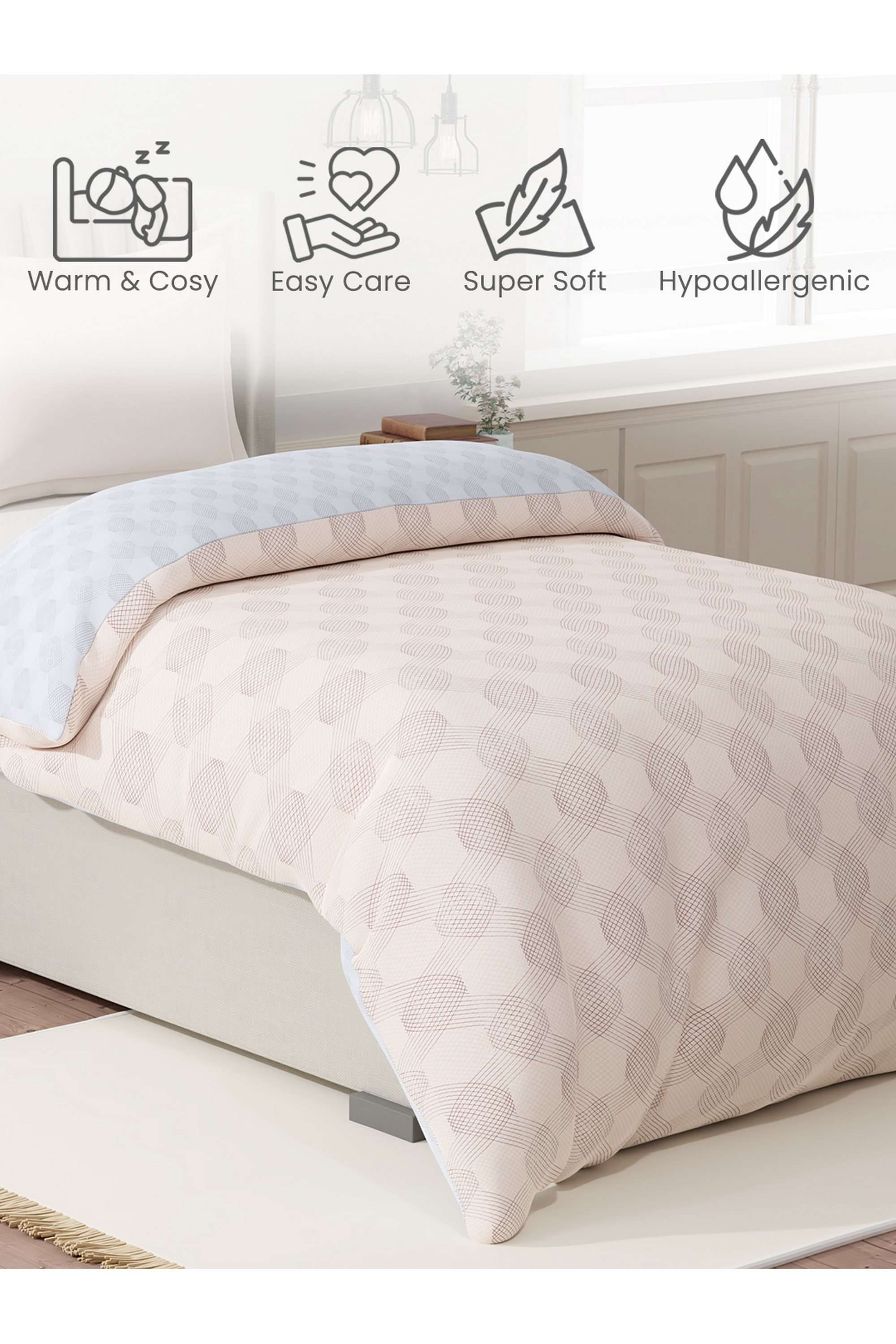 Embrace-100--Cotton-152-TC-Cream-&-Blue-Geometrical-Reversible-Single-Comforter