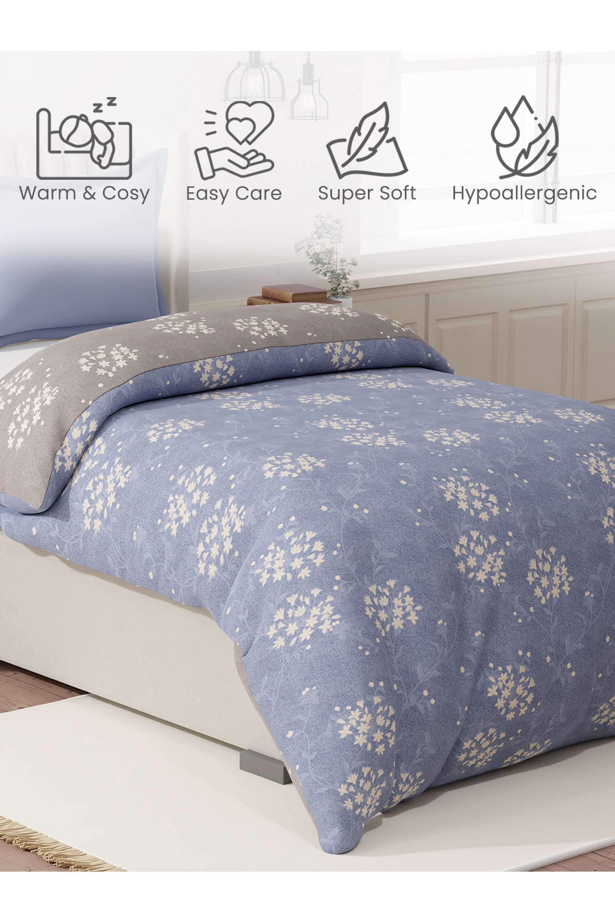 Embrace-100--Cotton-152-TC-Blue-&-Grey-Floral-Reversible-Single-Comforter