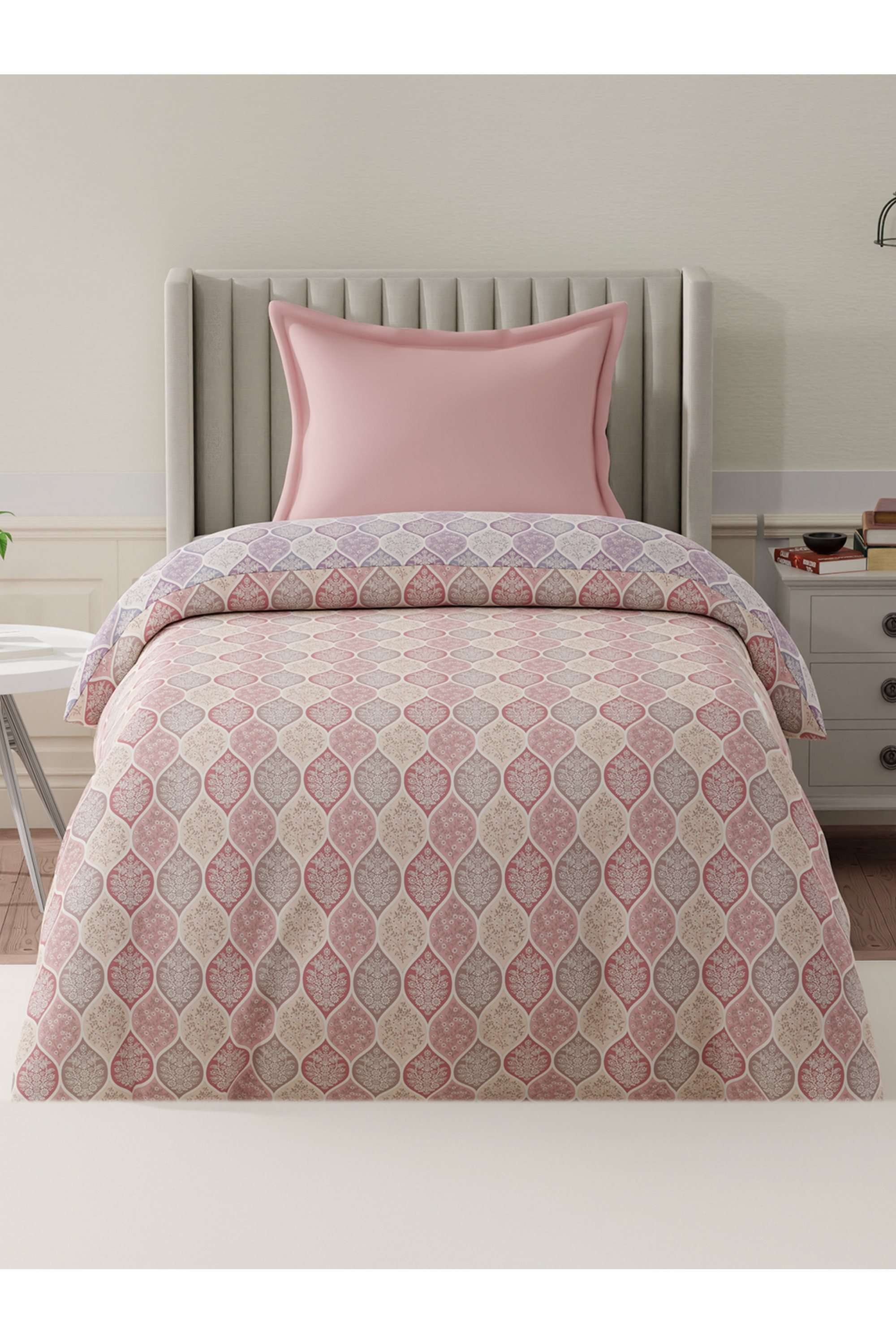 Embrace-100--Cotton-152-TC-Pink-&-Purple-Floral-Reversible-Single-Comforter