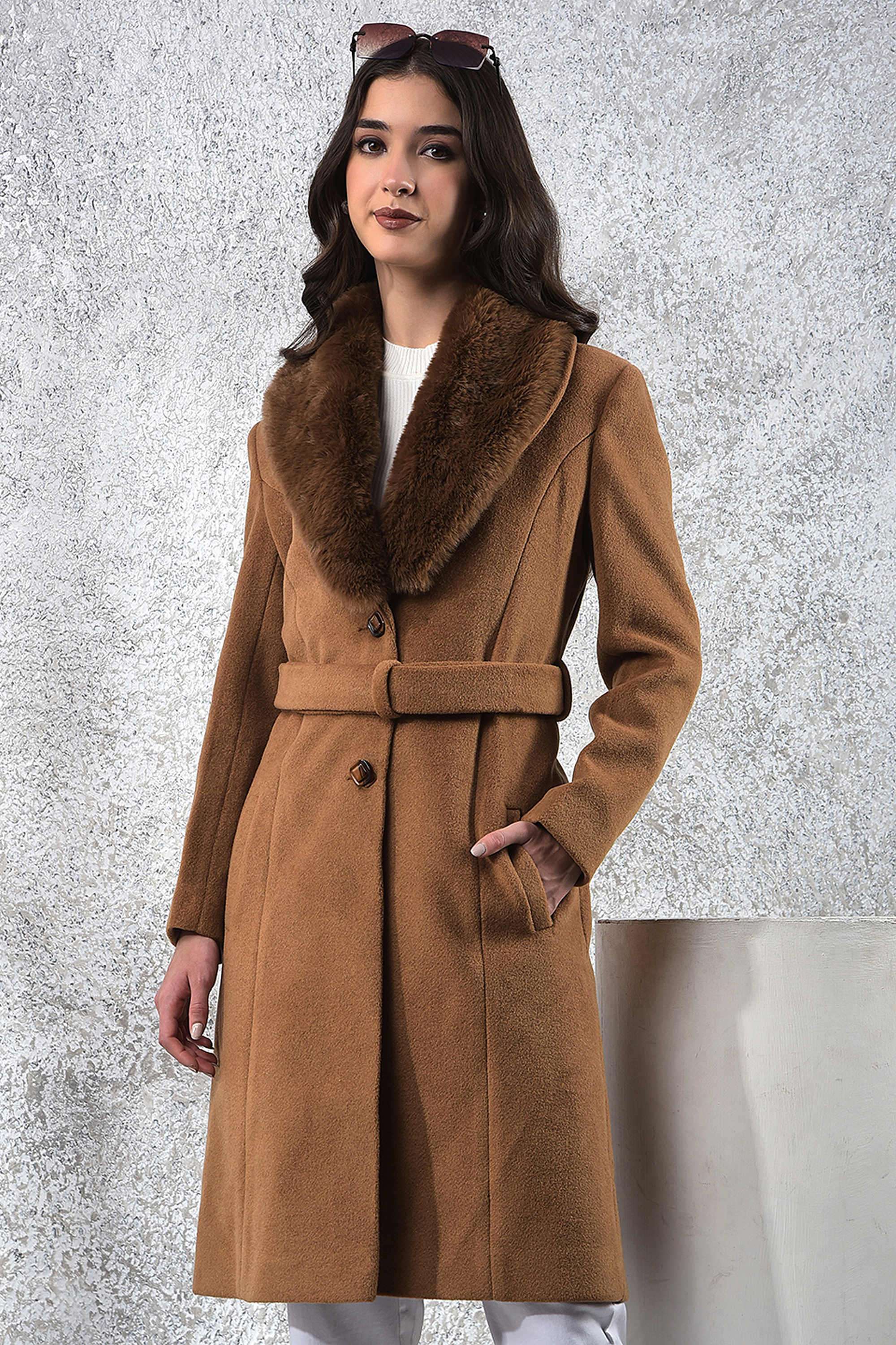 crimsoune club Solid Blended Fabric Collared Women's Coat-picture-12