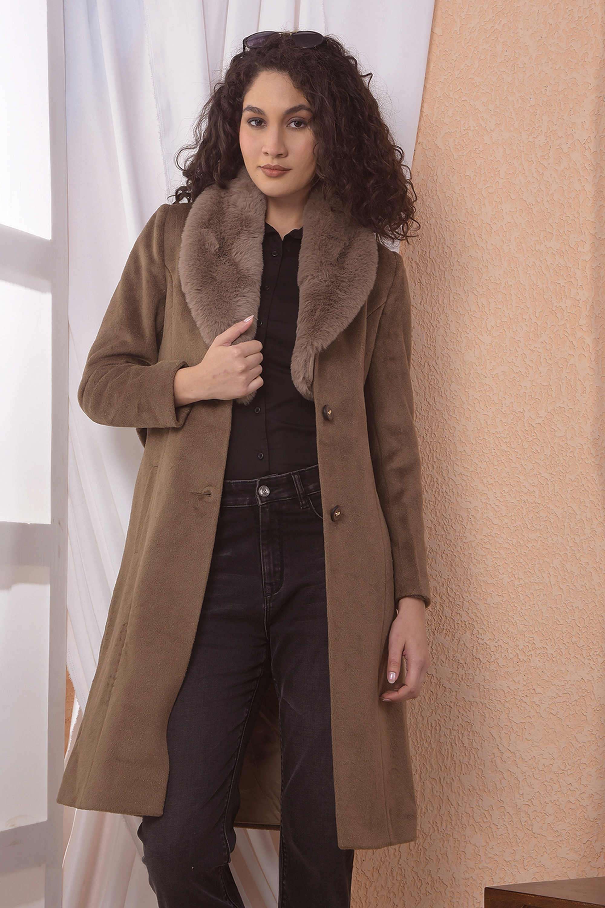crimsoune club Solid Blended Fabric Collared Women's Coat-picture-40