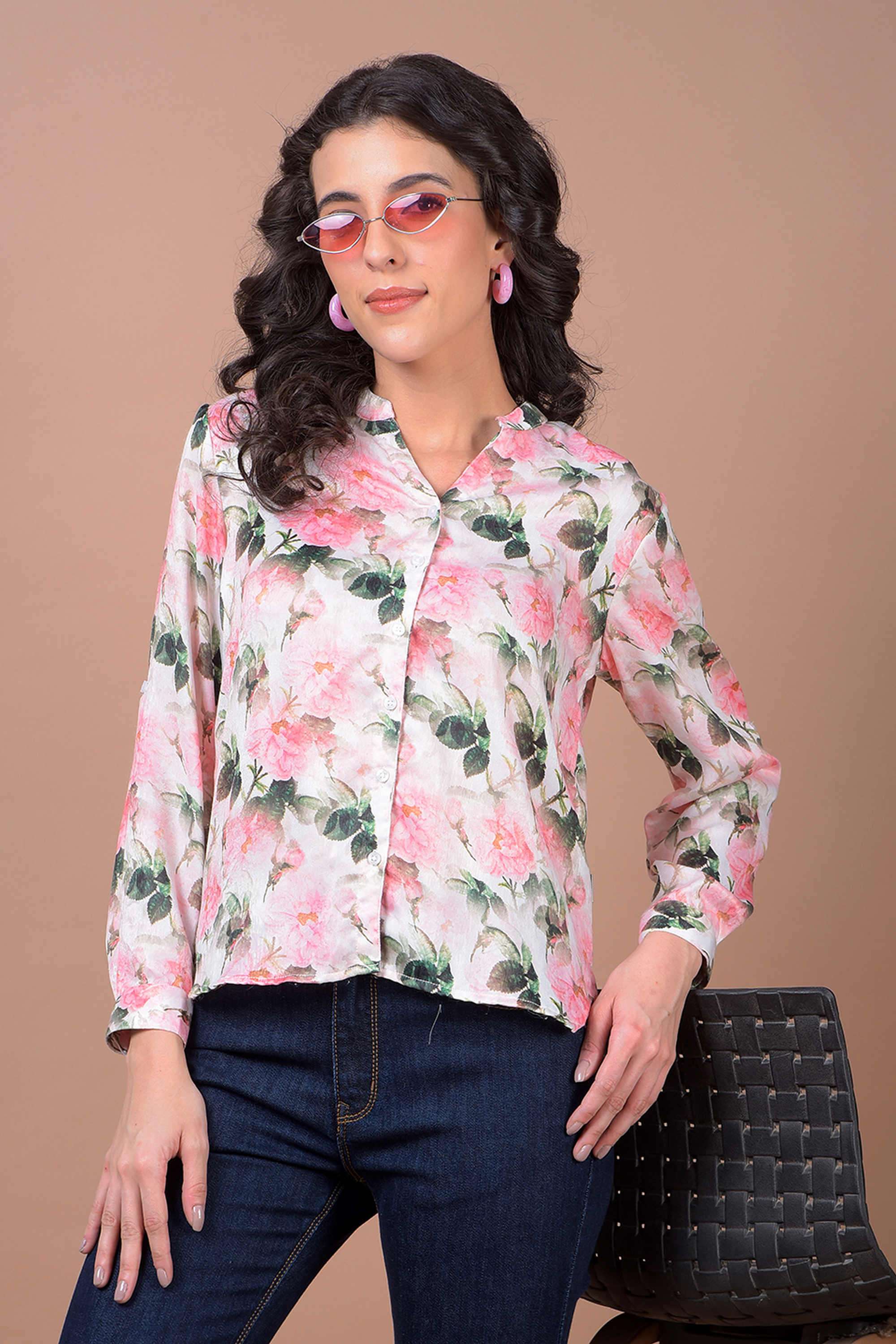 crimsoune club Floral Collared Polyester Women Shirt-picture-34