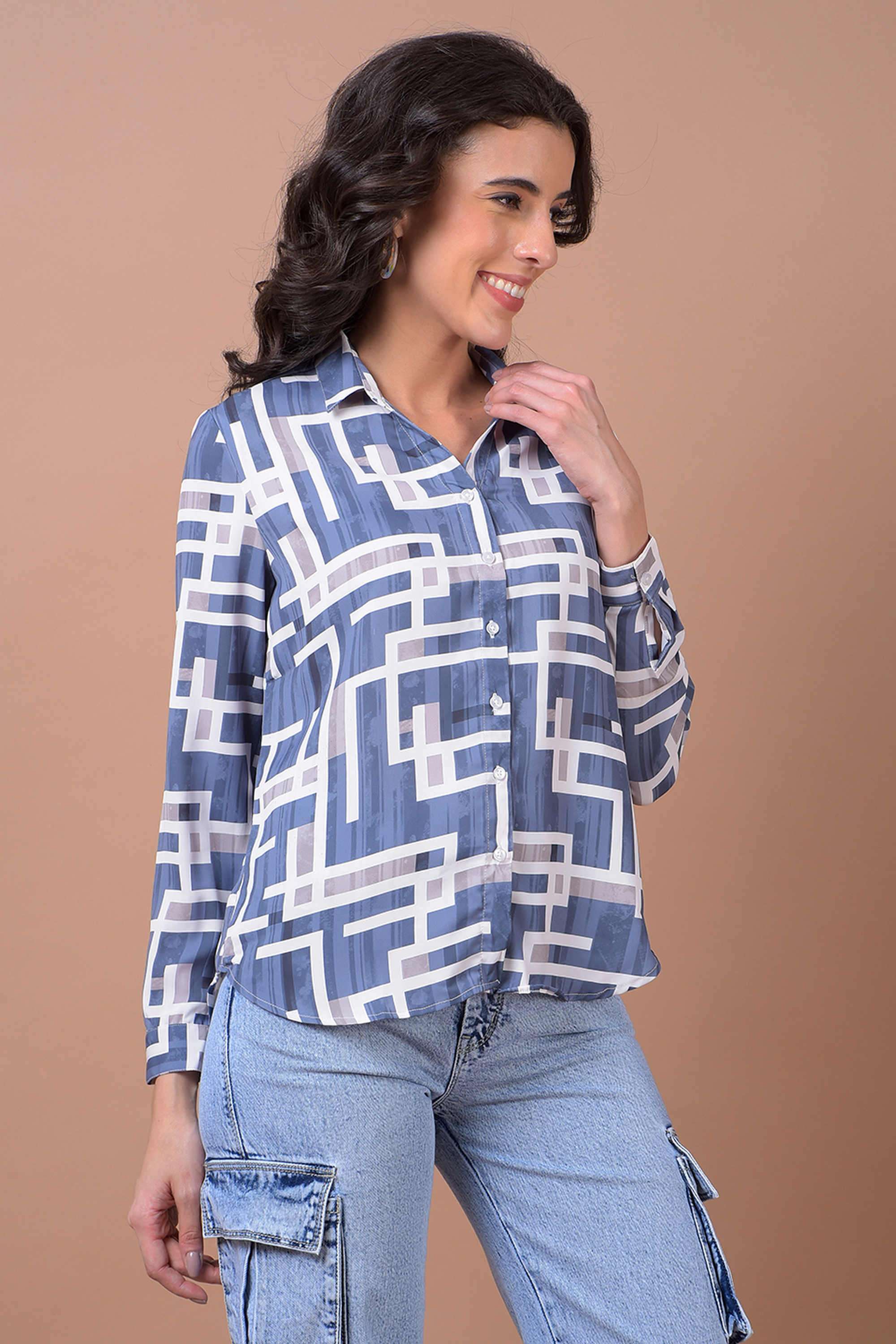 crimsoune club Printed Collared Polyester Women Casual Wear Shirt-picture-23