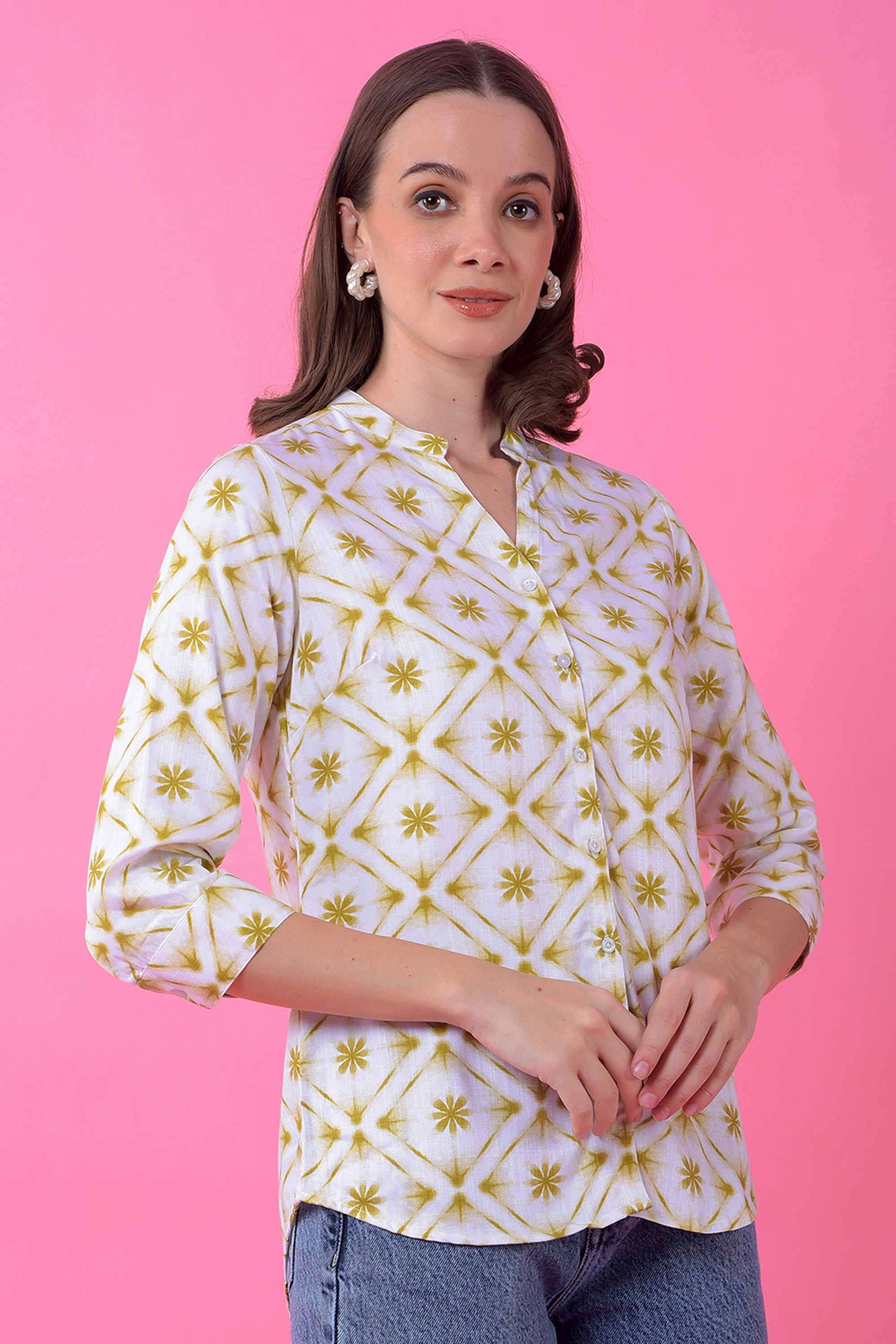 crimsoune club Floral Collared Lyocell Women Shirt-picture-27