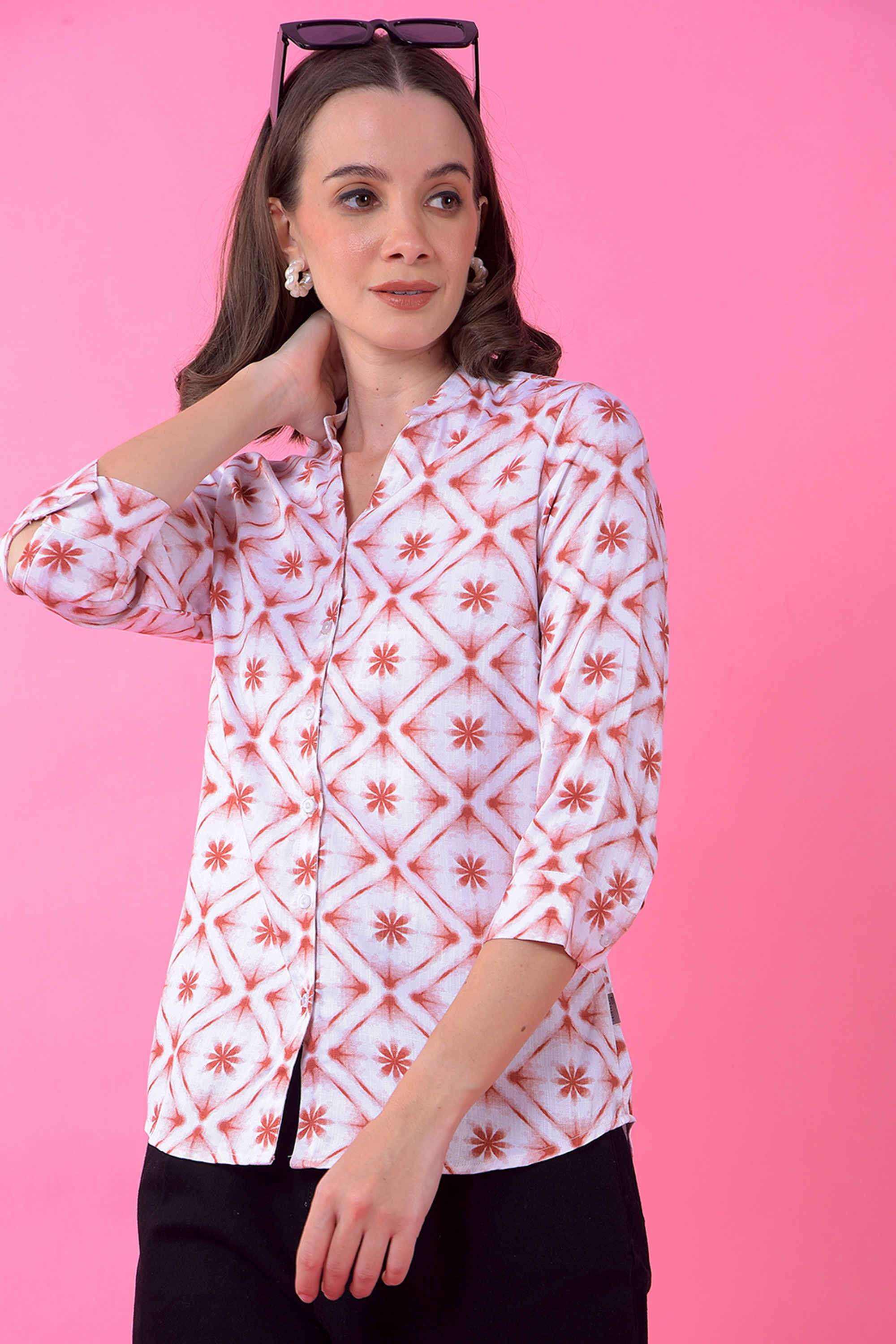 crimsoune club Floral Collared Lyocell Women Shirt-picture-11