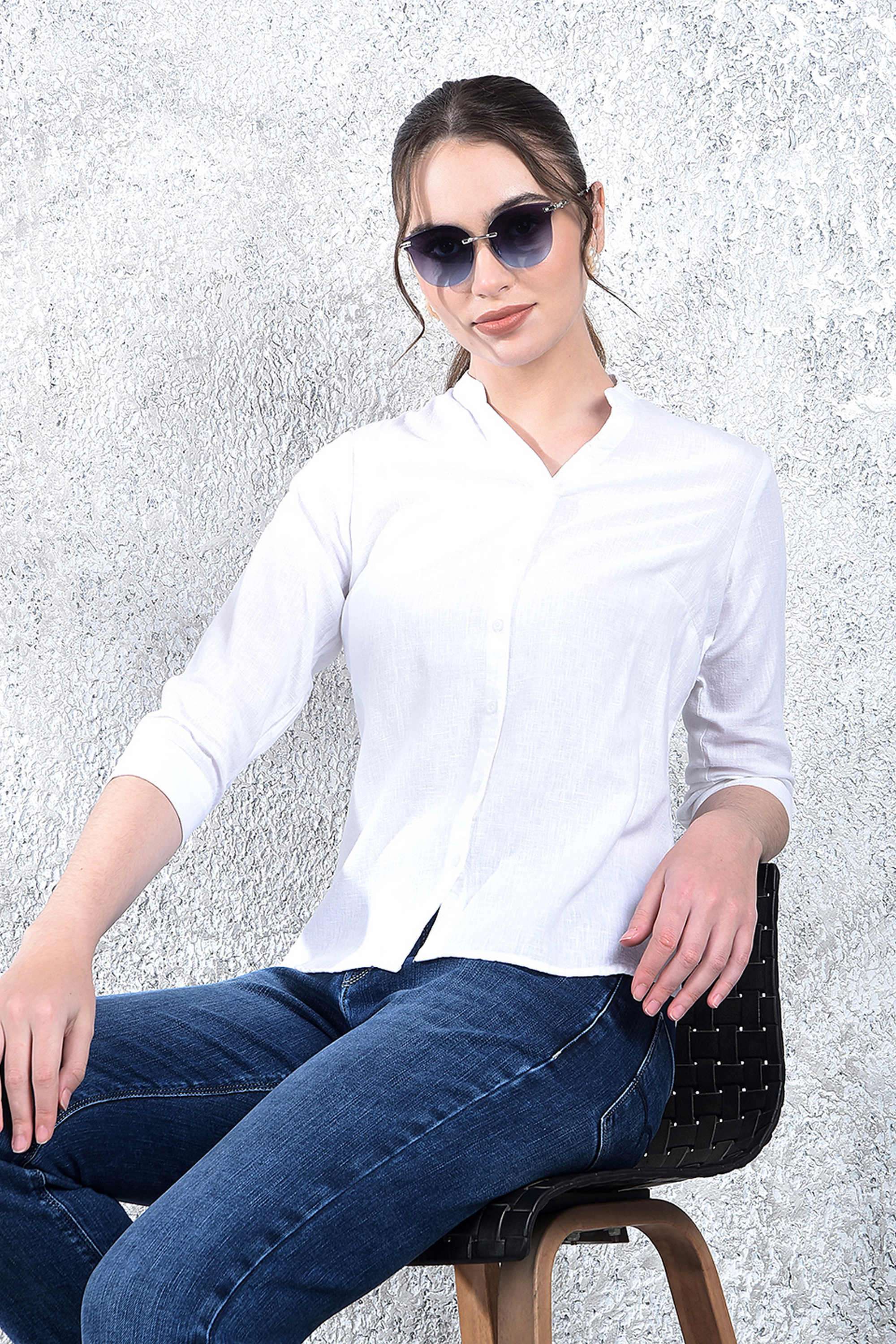 crimsoune club Solid Collared Blended Fabric Women Shirt-picture-30