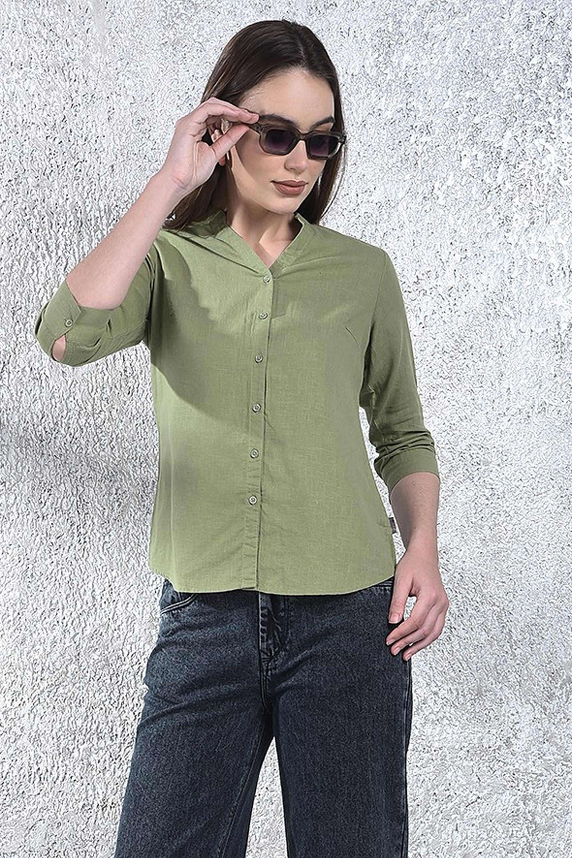 crimsoune club Solid Collared Blended Fabric Women Shirt-picture-18