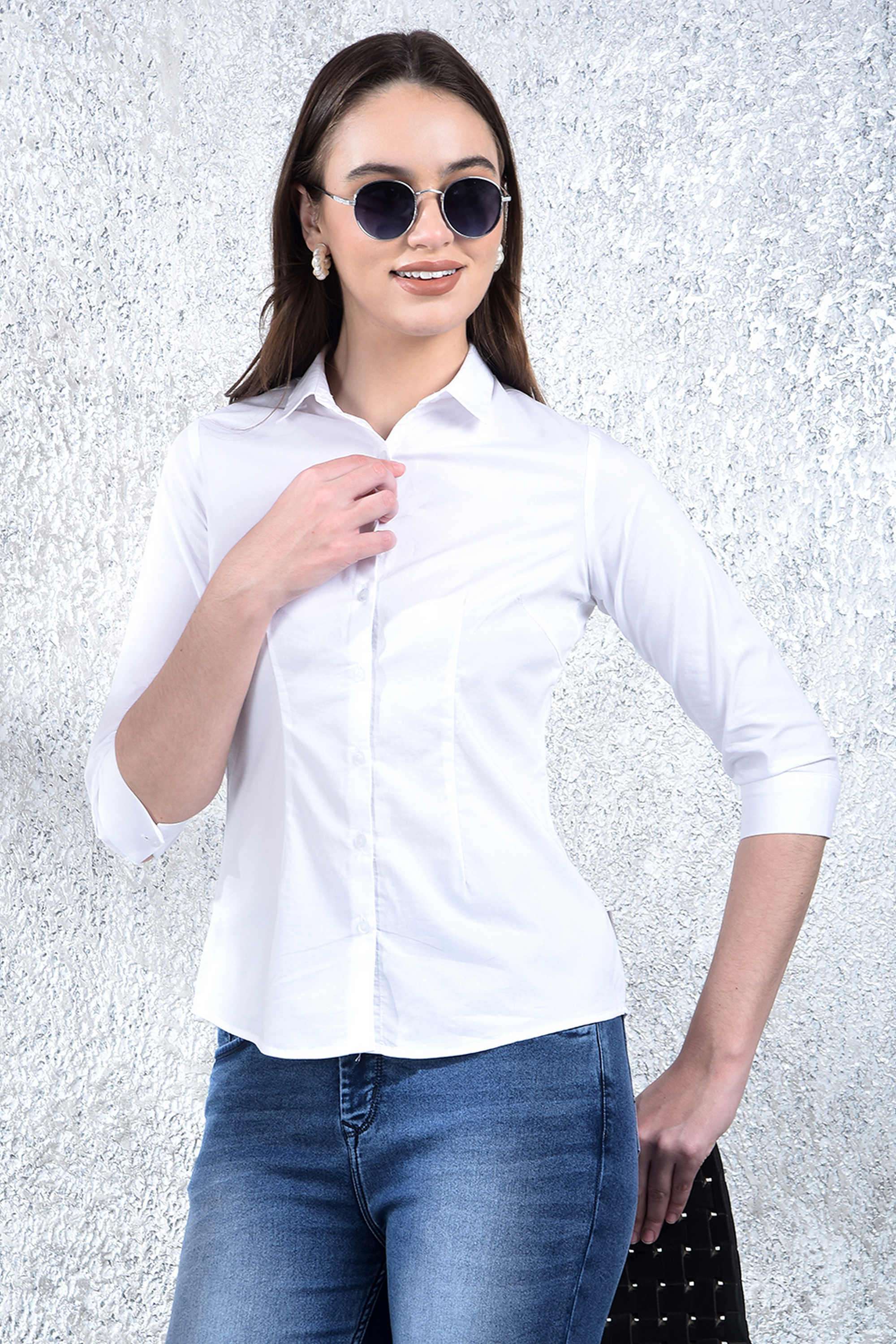 crimsoune club Solid Collared Blended Fabric Women Casual Wear Shirt-picture-22