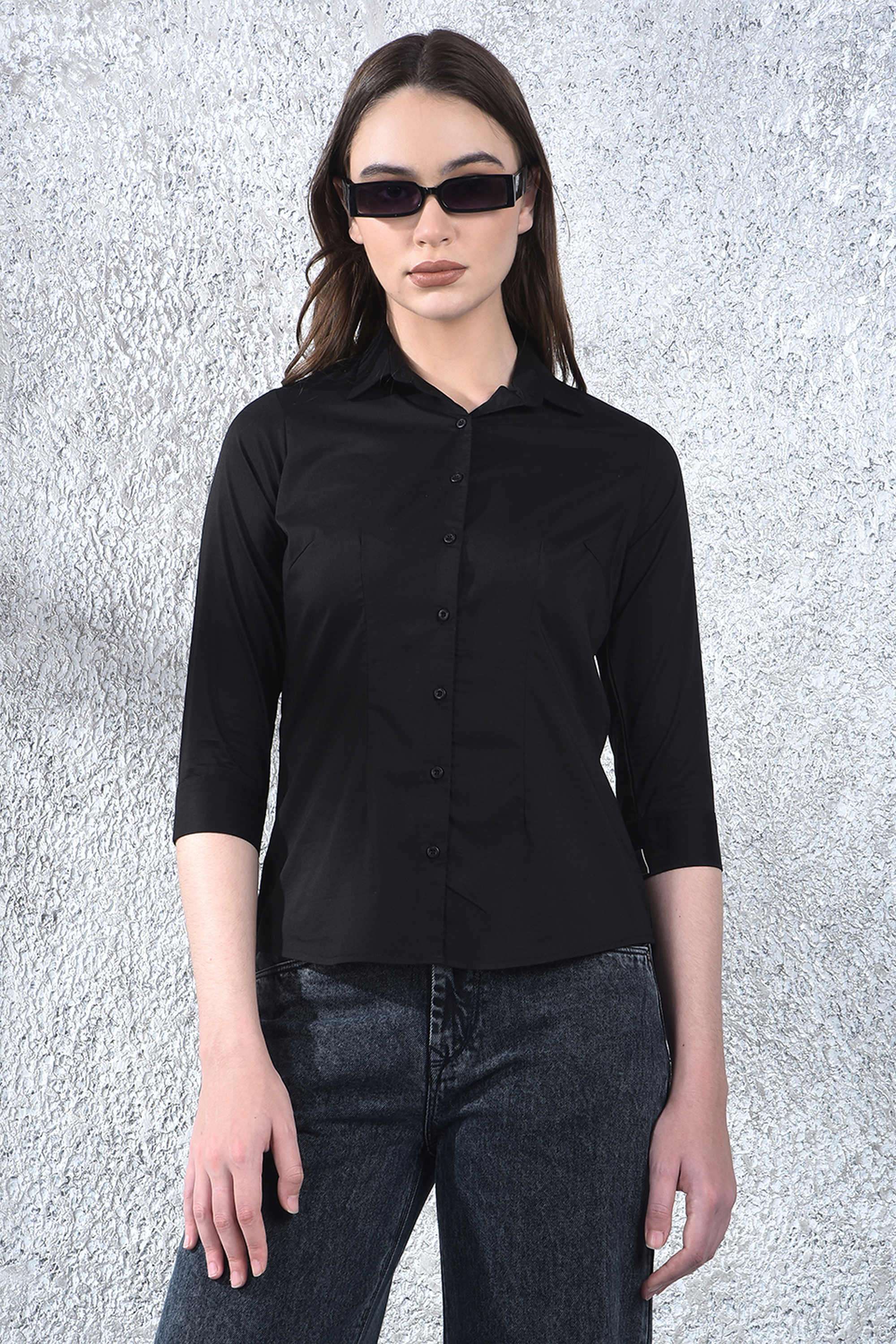 crimsoune club Solid Collared Blended Fabric Women Casual Wear Shirt-picture-29