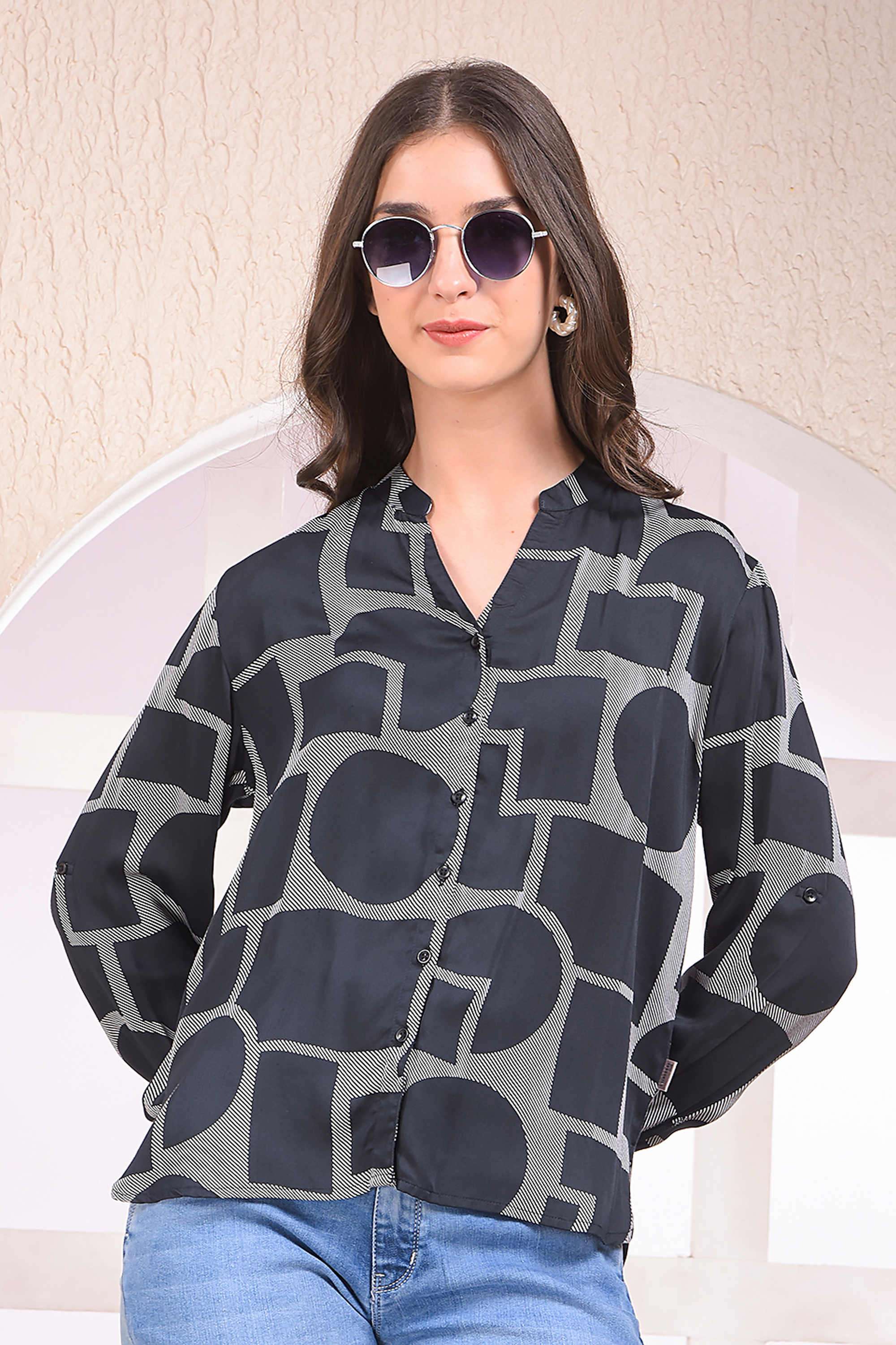 crimsoune club Printed Collared Modal Women Casual Wear Shirt-picture-20